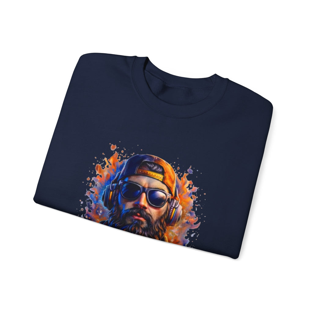 Bearded Hipster Portrait Sweatshirt — Artistic Drip Paint Crewneck