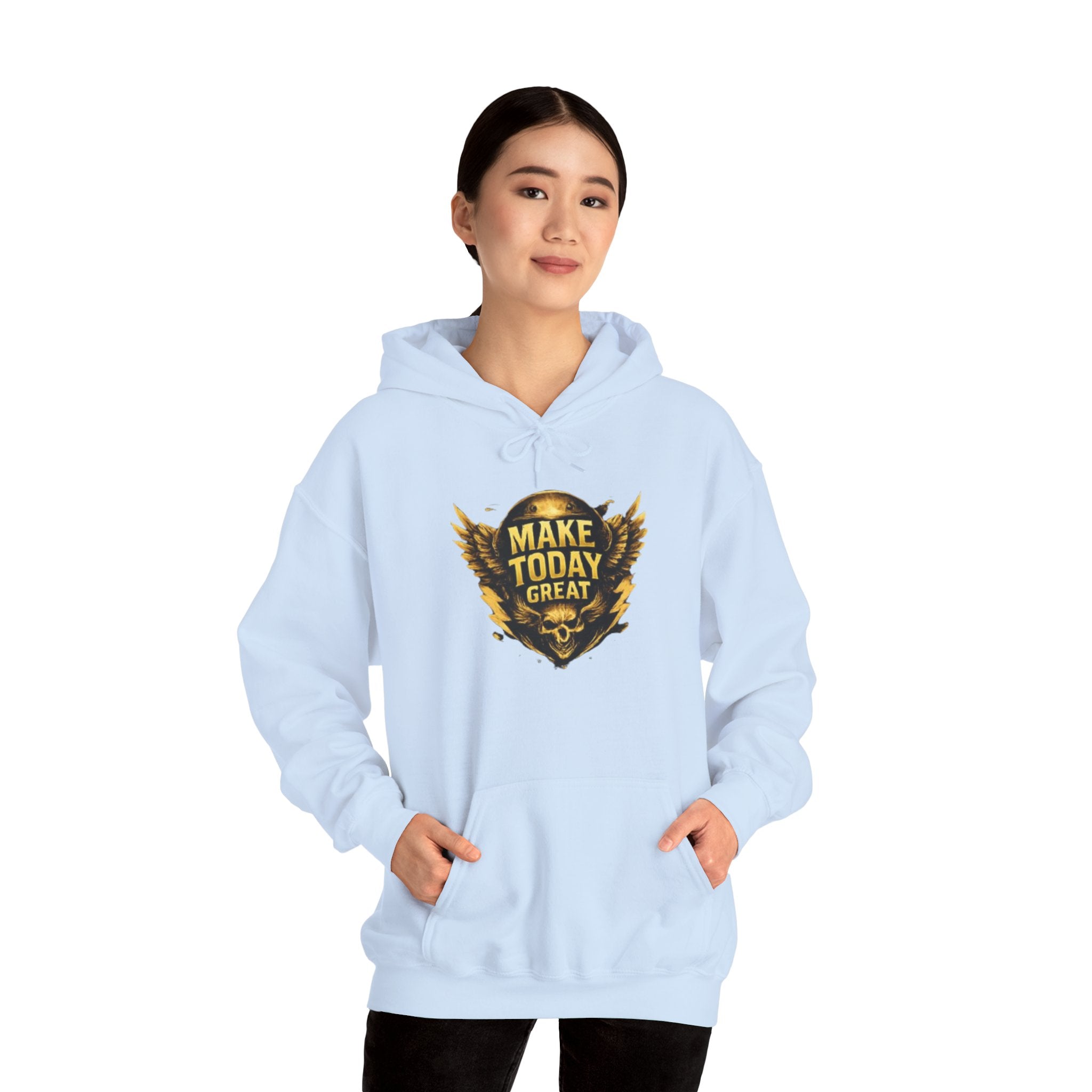 Make Today Great Hoodie — Inspirational Gold Shield Hooded Sweatshirt
