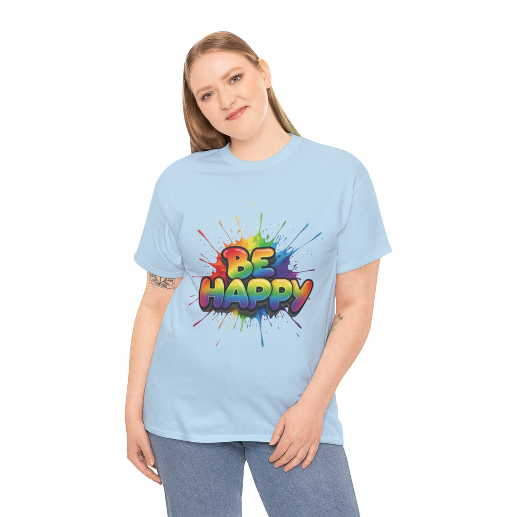 Be Happy Rainbow Tee — Positive Vibes Graphic T-Shirt