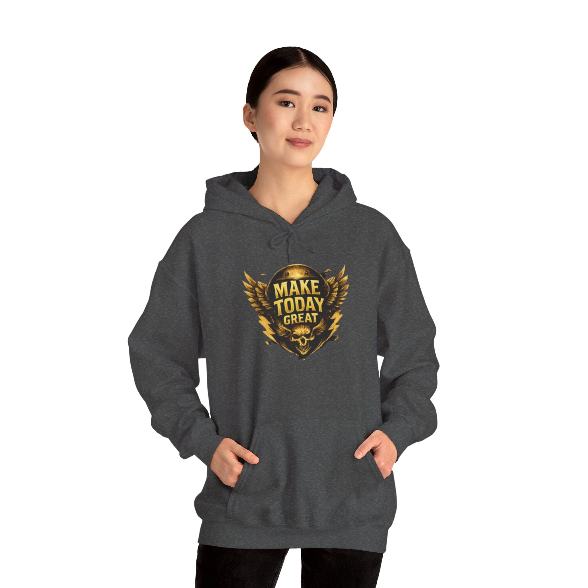 Make Today Great Hoodie — Inspirational Gold Shield Hooded Sweatshirt