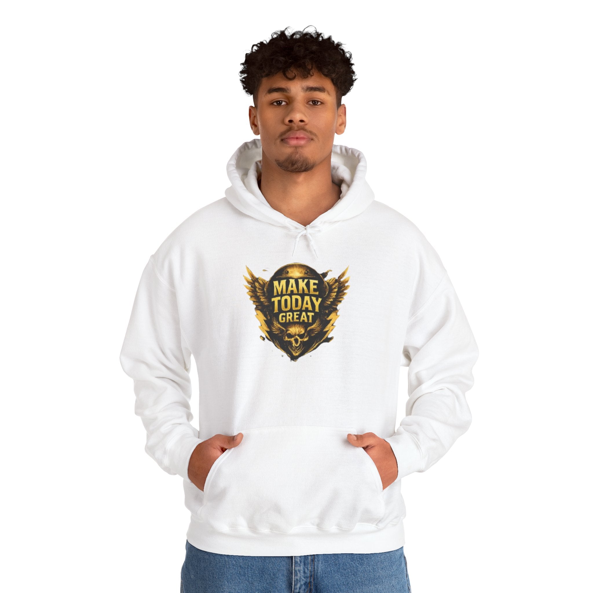Make Today Great Hoodie — Inspirational Gold Shield Hooded Sweatshirt