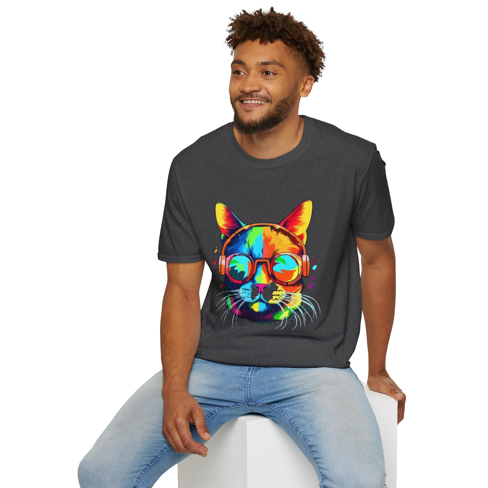 Colorful Cat with Sunglasses T-Shirt