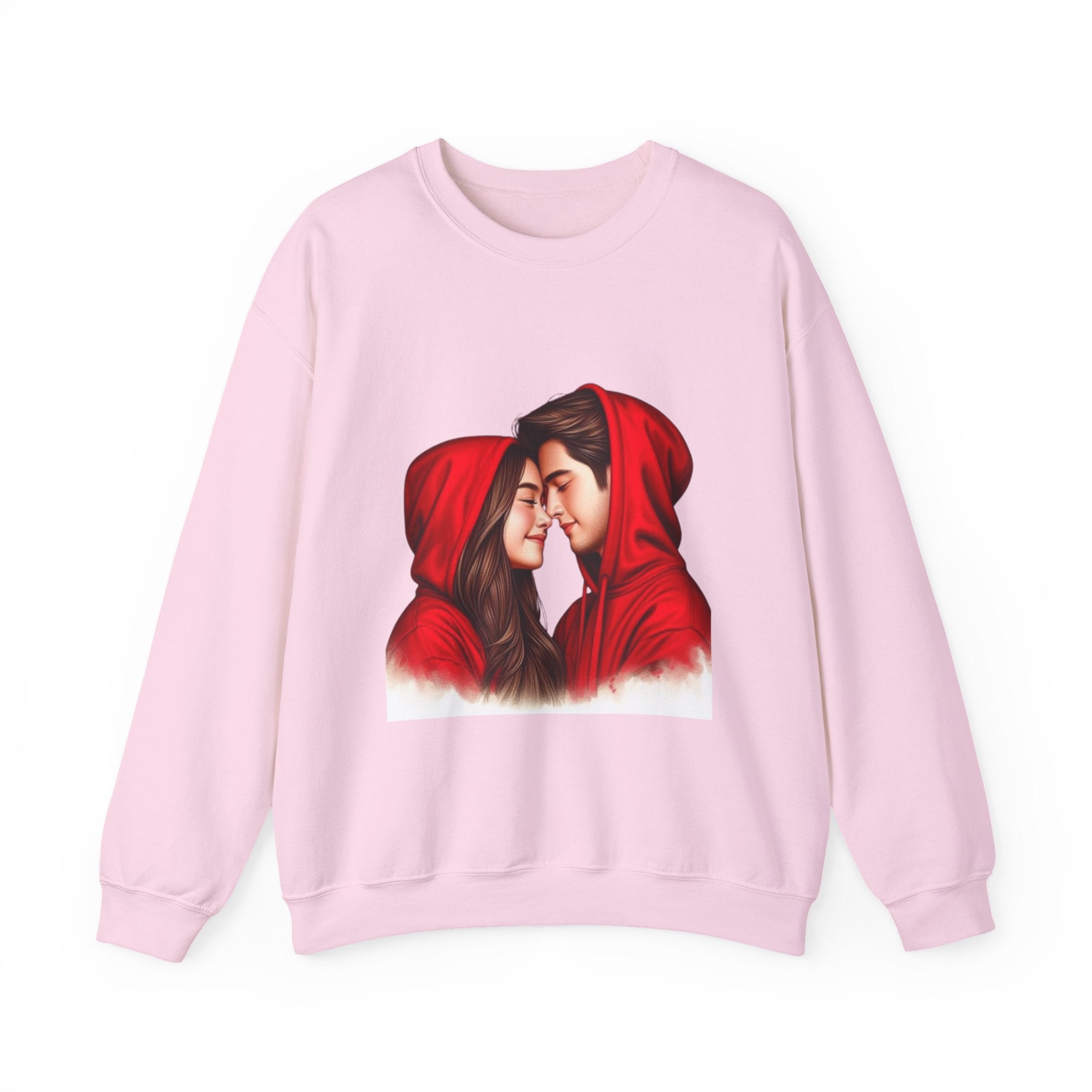 Couple in Red Hoodies Crewneck Sweatshirt — Romantic Matching Pullover