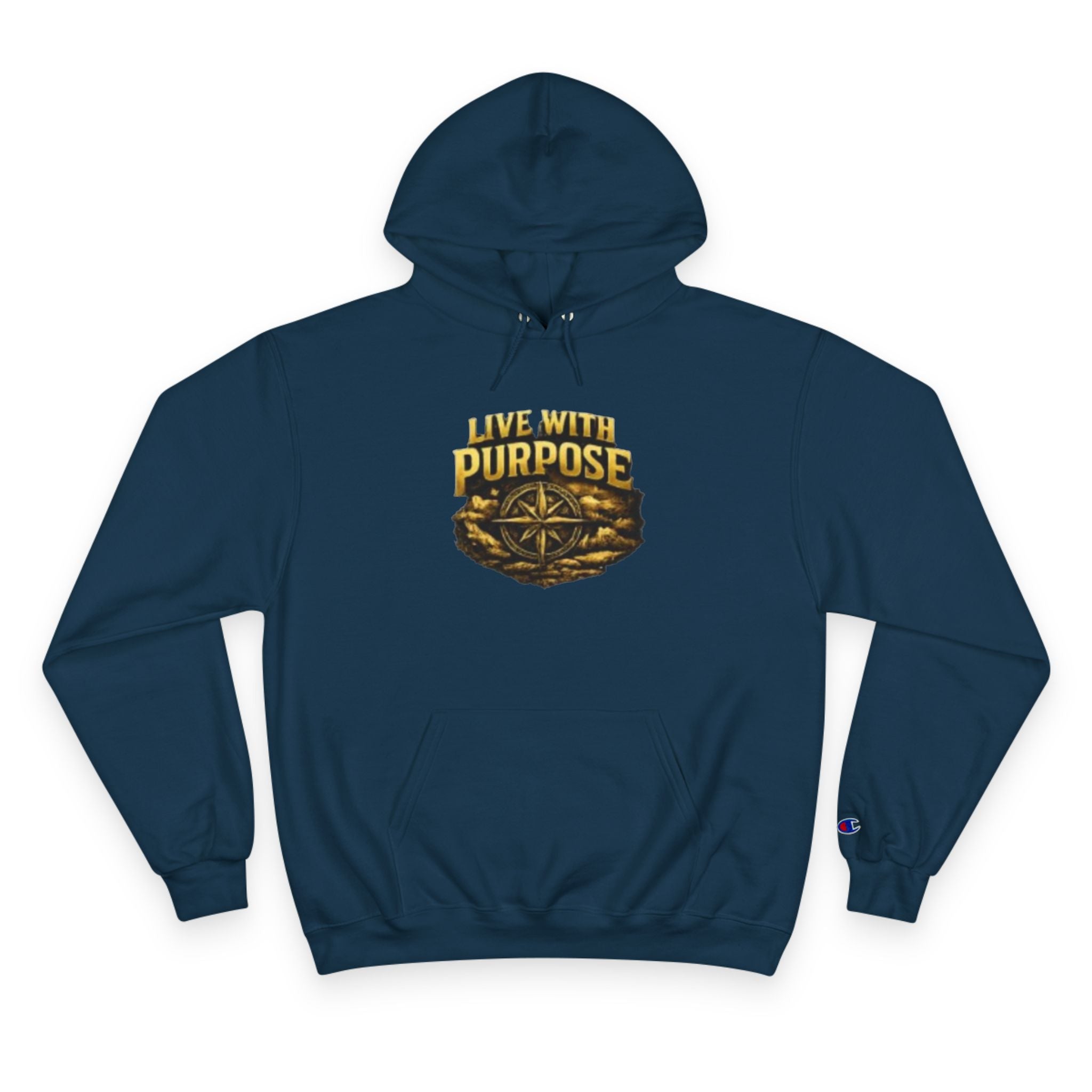 Live With Purpose Hoodie — Motivational Champion Hoodie with Compass Graphic