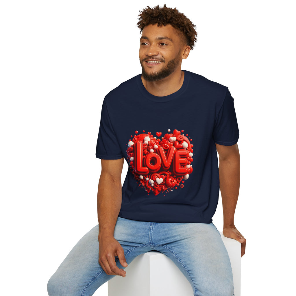 Love Heart T-Shirt — Red 3D 'LOVE' Graphic Valentine's Tee