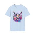 Deer Skull Floral T‑Shirt — Colorful Antler Skull with Roses
