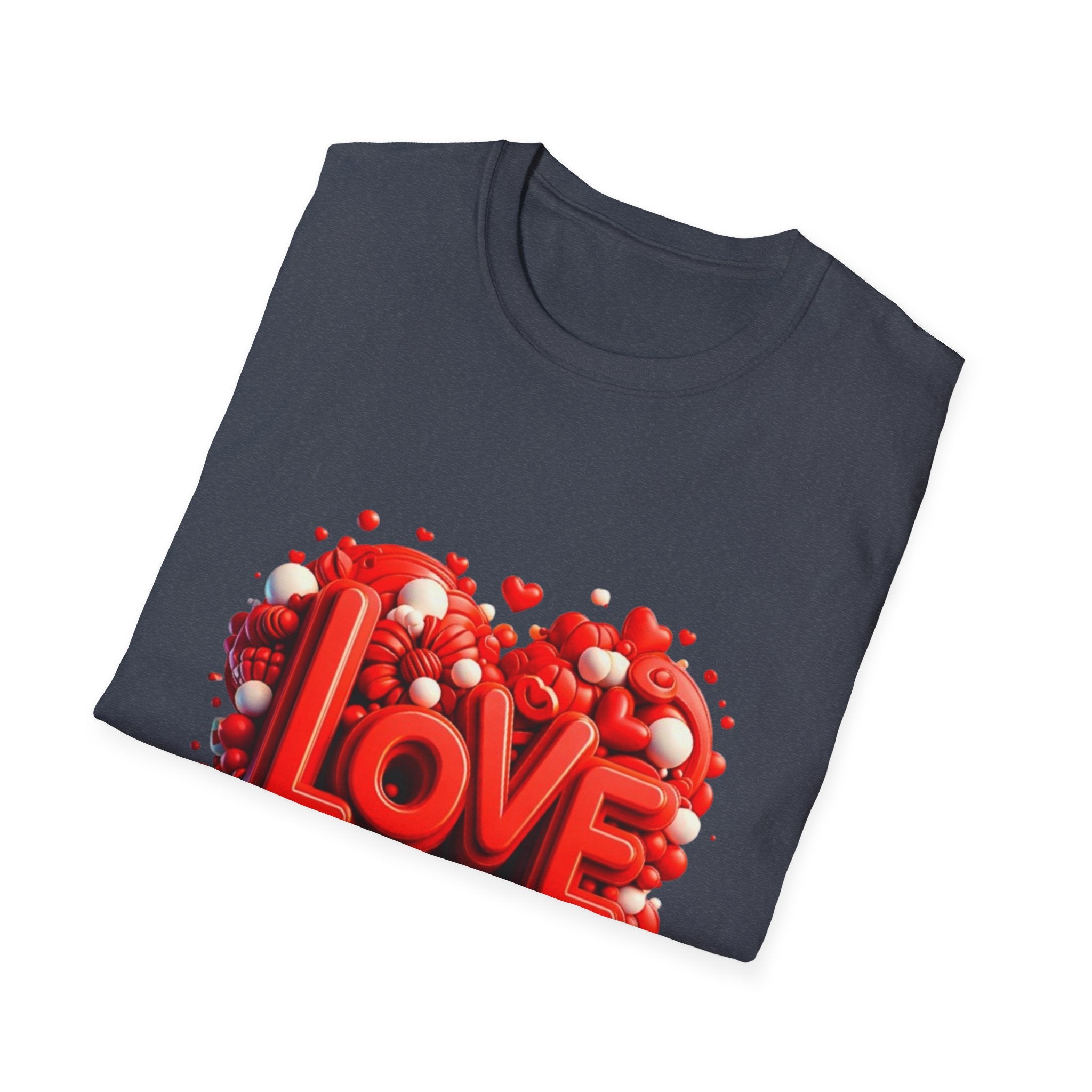 Love Heart T-Shirt — Red 3D 'LOVE' Graphic Valentine's Tee