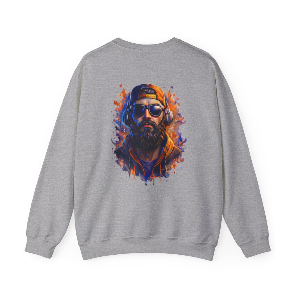 Bearded Hipster Portrait Sweatshirt — Artistic Drip Paint Crewneck