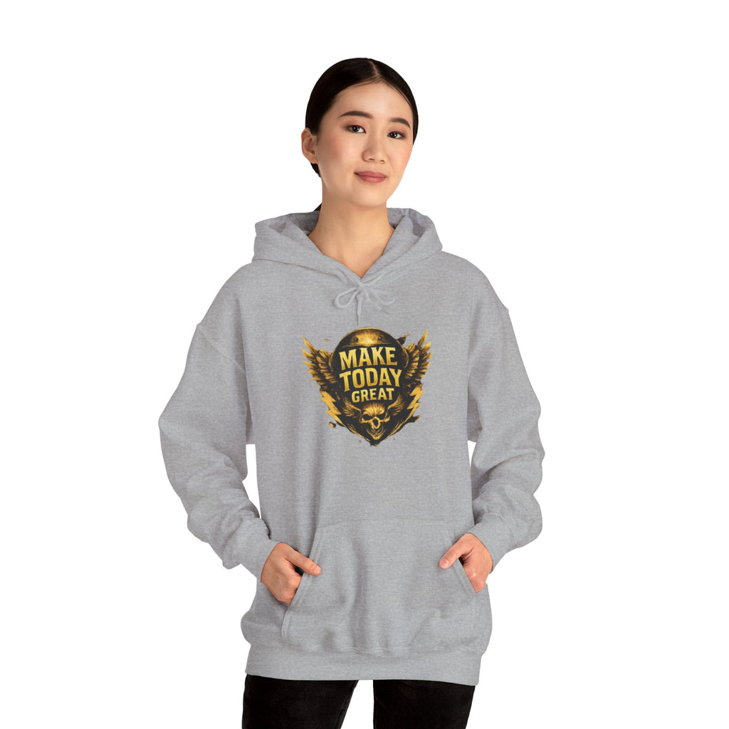 Make Today Great Hoodie — Inspirational Gold Shield Hooded Sweatshirt
