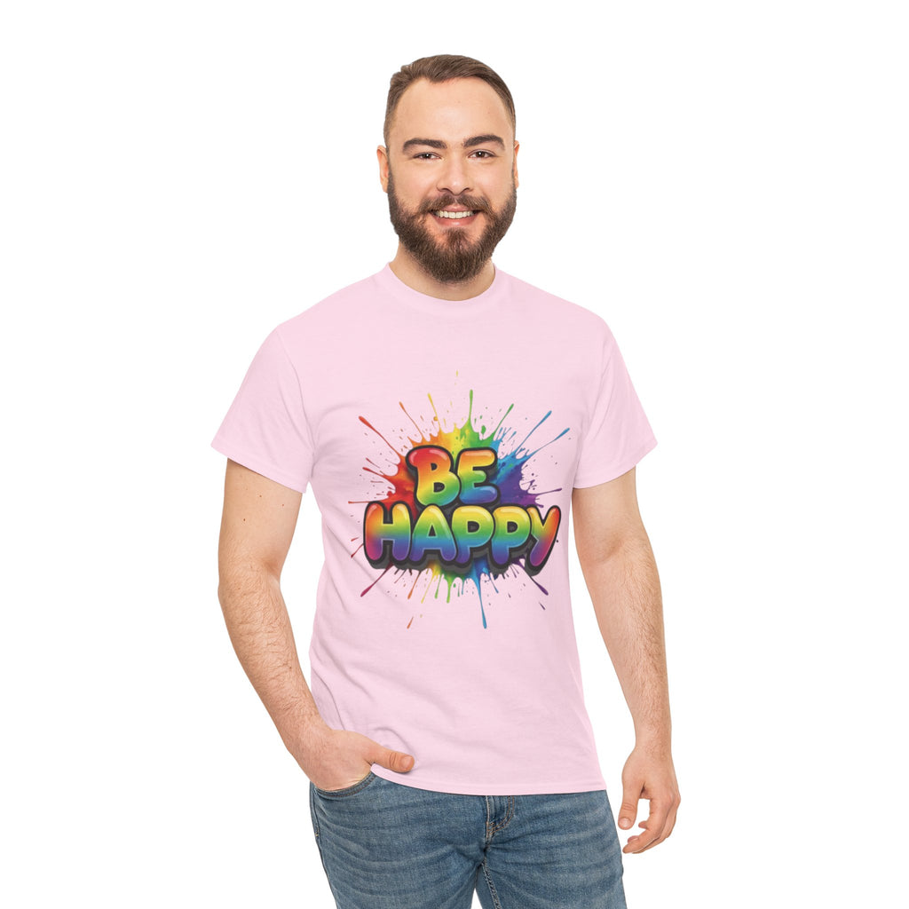 Be Happy Rainbow Tee — Positive Vibes Graphic T-Shirt