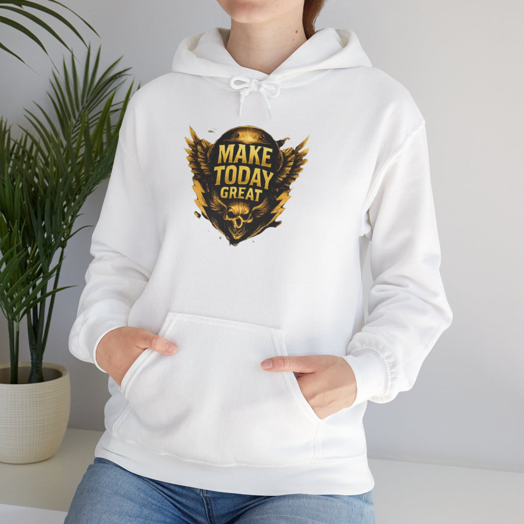 Make Today Great Hoodie — Inspirational Gold Shield Hooded Sweatshirt