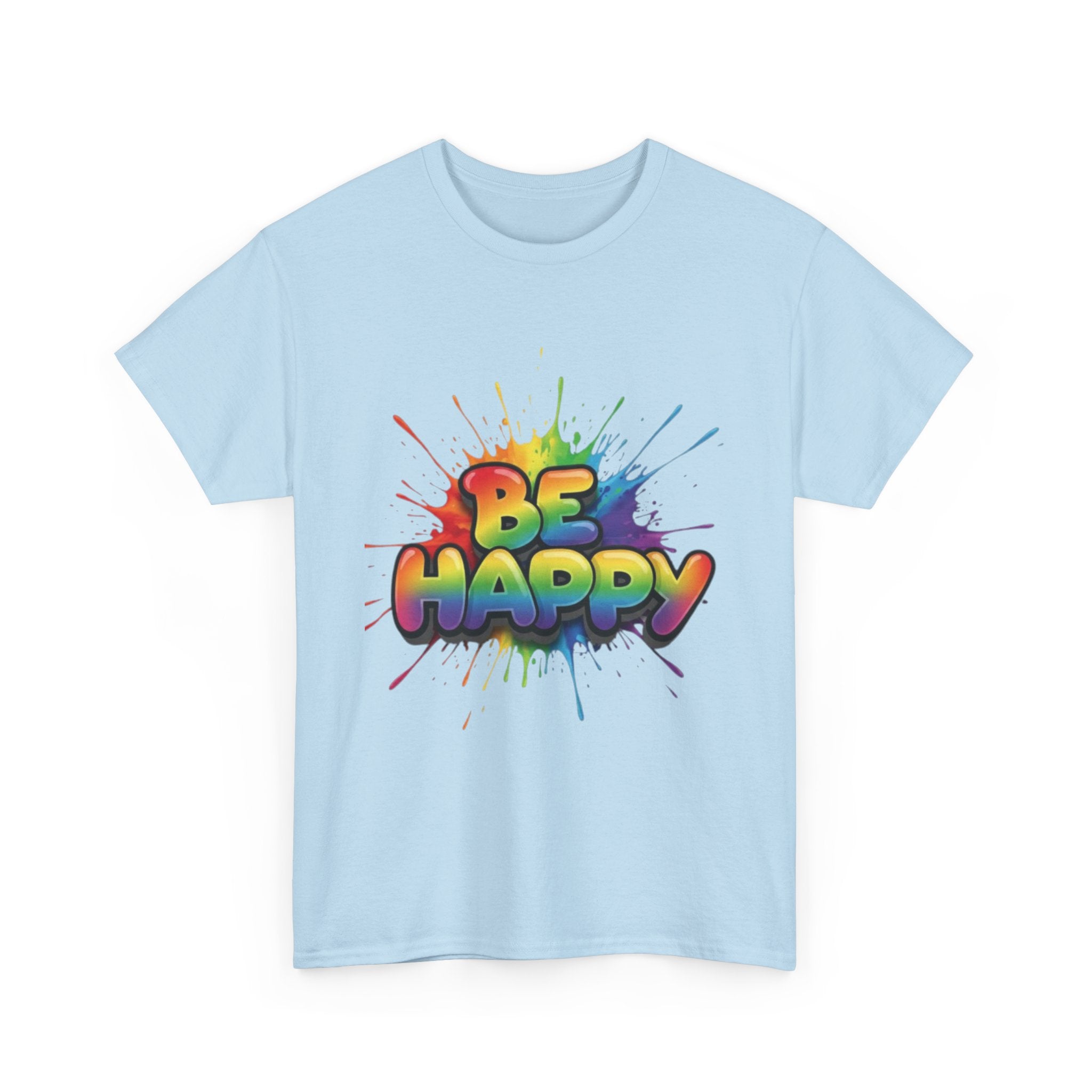 Be Happy Rainbow Tee — Positive Vibes Graphic T-Shirt