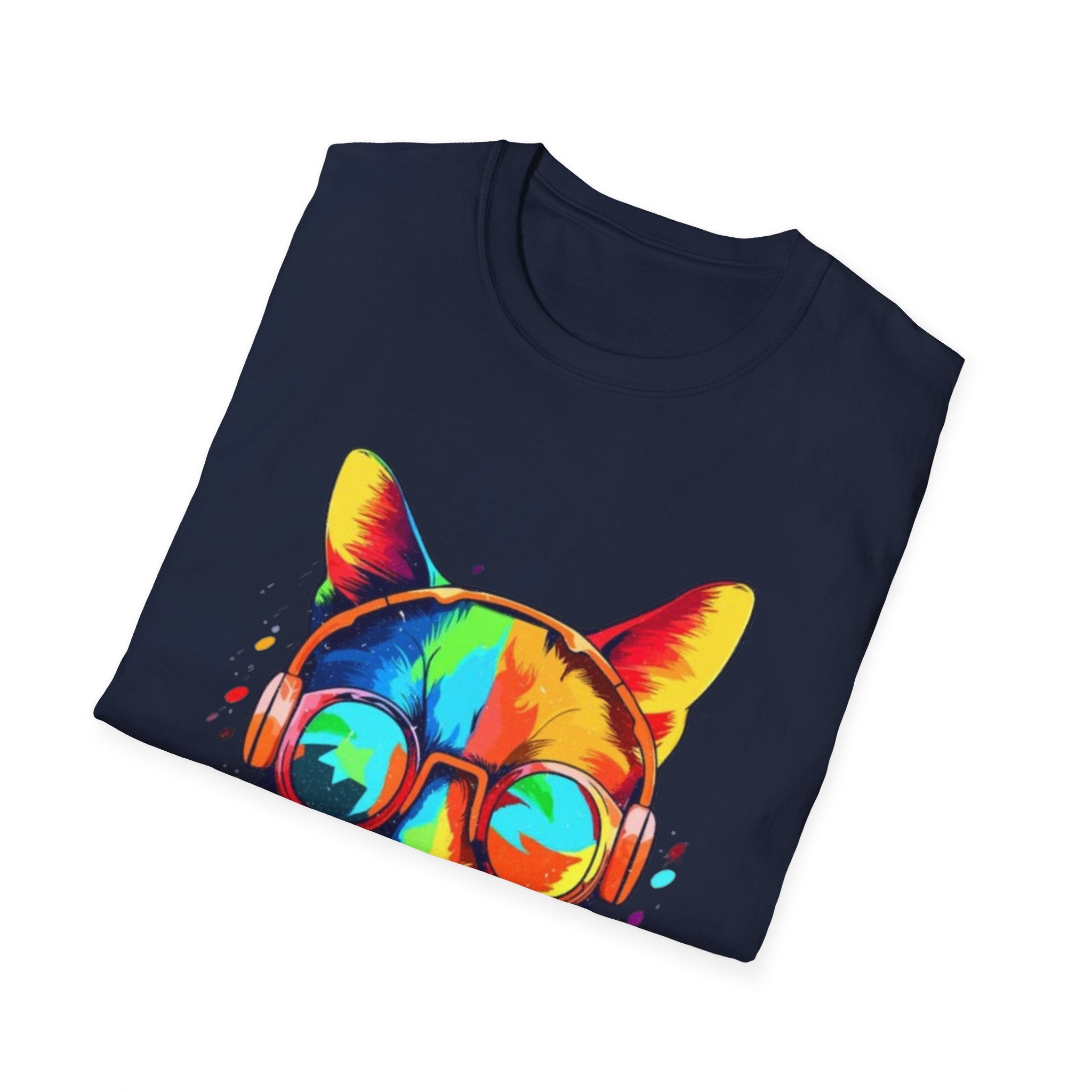 Colorful Cat with Sunglasses T-Shirt