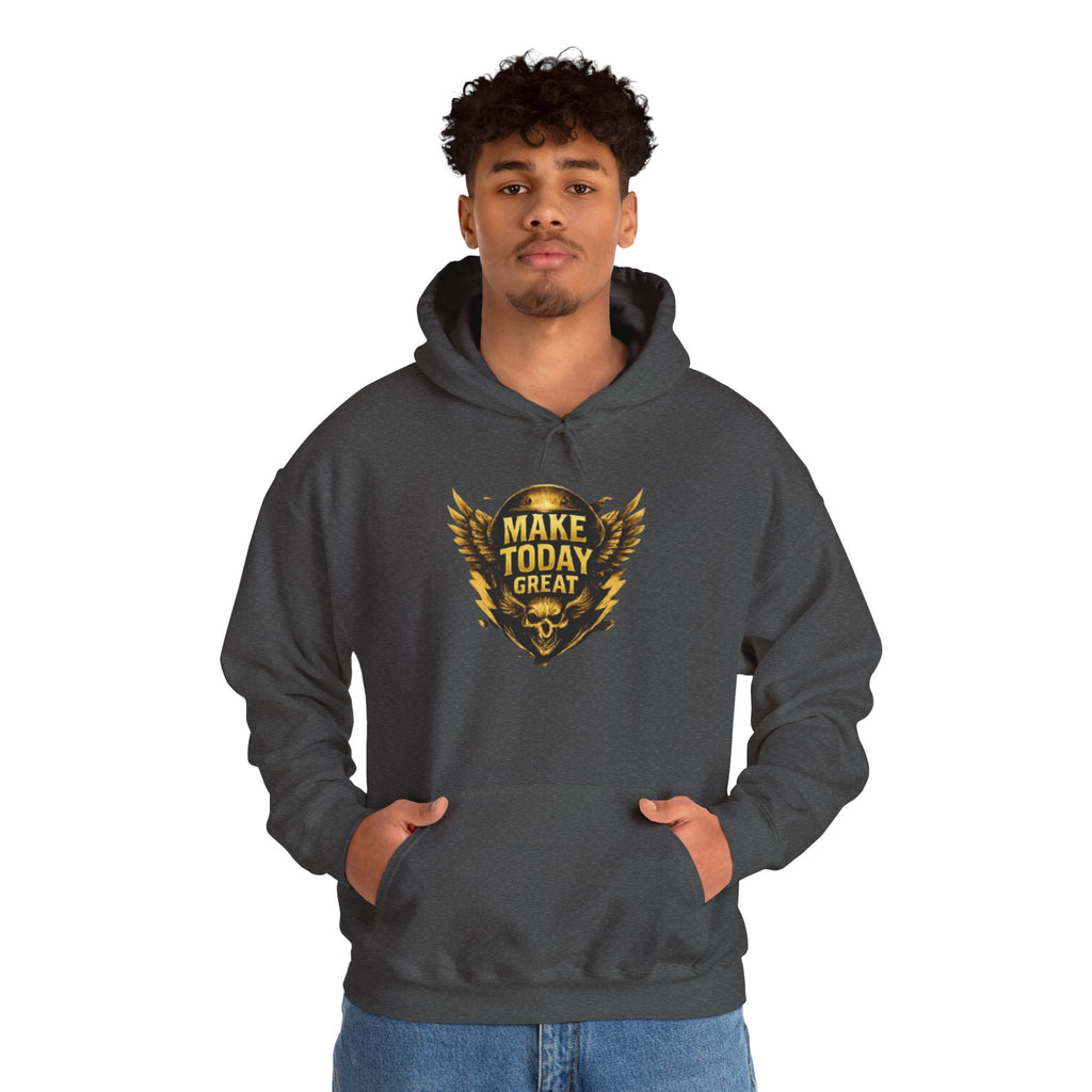 Make Today Great Hoodie — Inspirational Gold Shield Hooded Sweatshirt