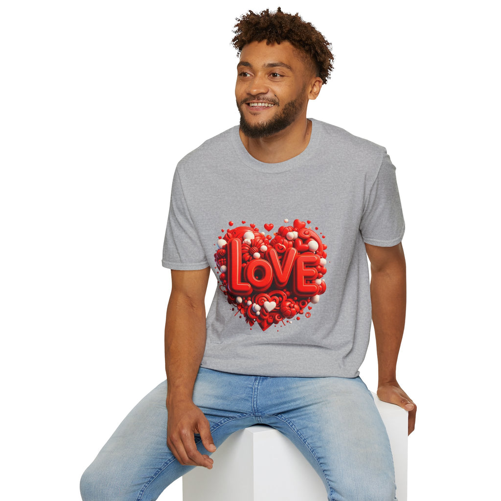 Love Heart T-Shirt — Red 3D 'LOVE' Graphic Valentine's Tee