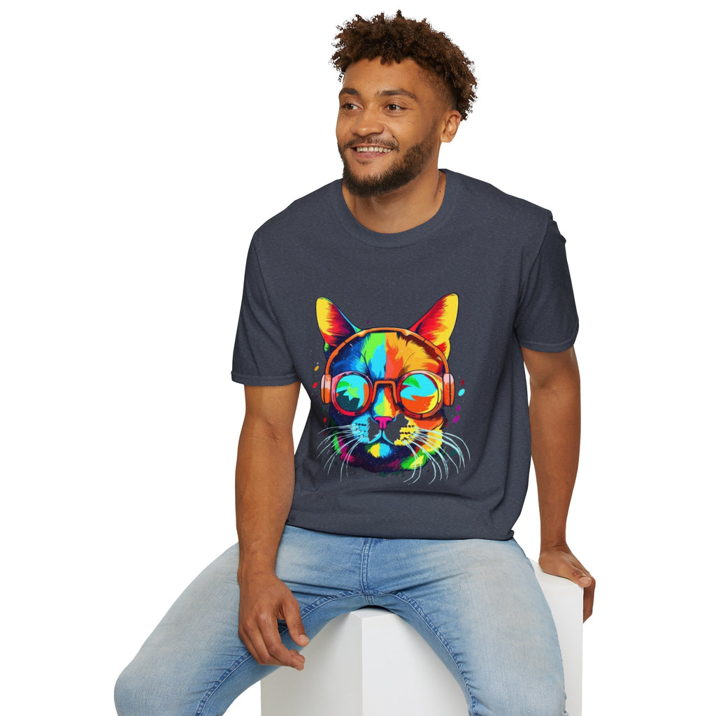 Colorful Cat with Sunglasses T-Shirt