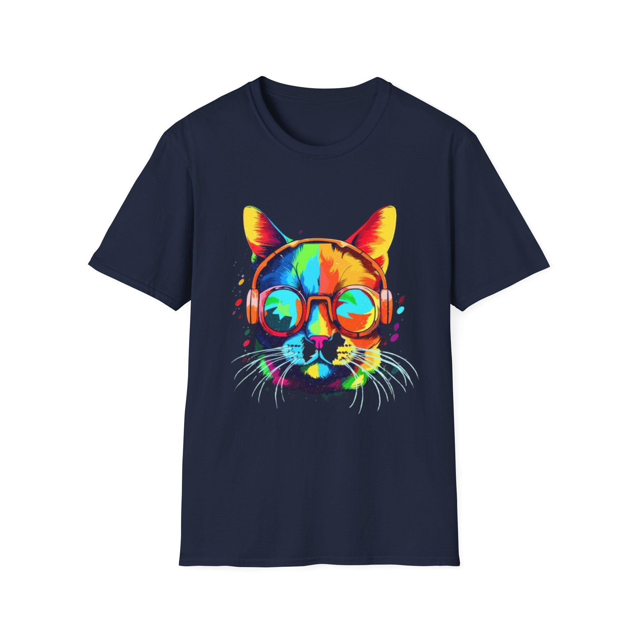 Colorful Cat with Sunglasses T-Shirt