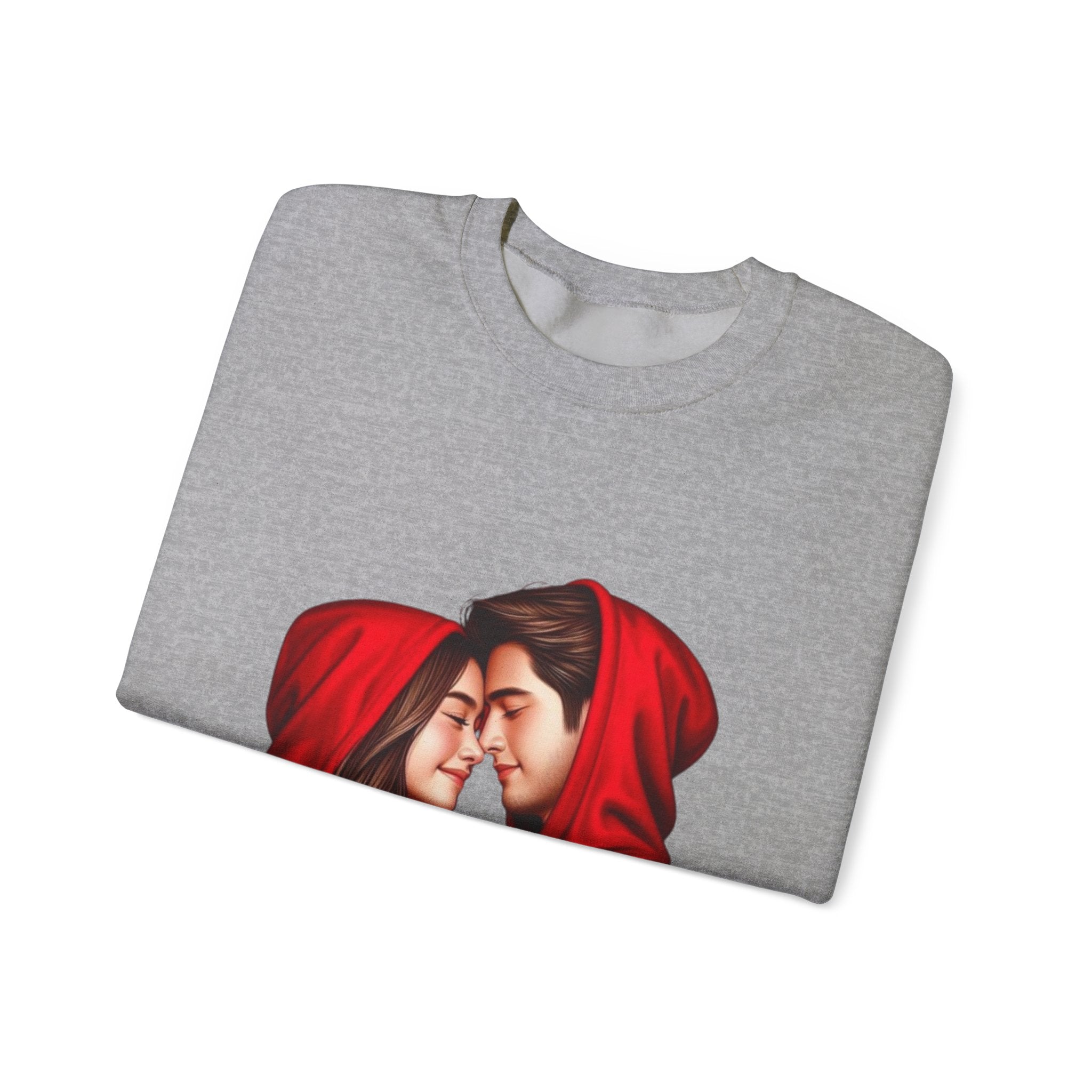 Couple in Red Hoodies Crewneck Sweatshirt — Romantic Matching Pullover