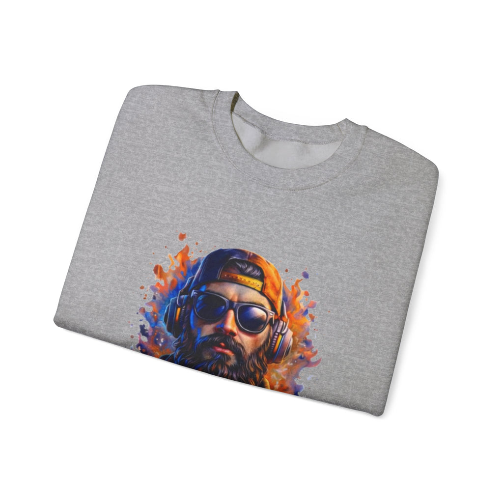 Bearded Hipster Portrait Sweatshirt — Artistic Drip Paint Crewneck