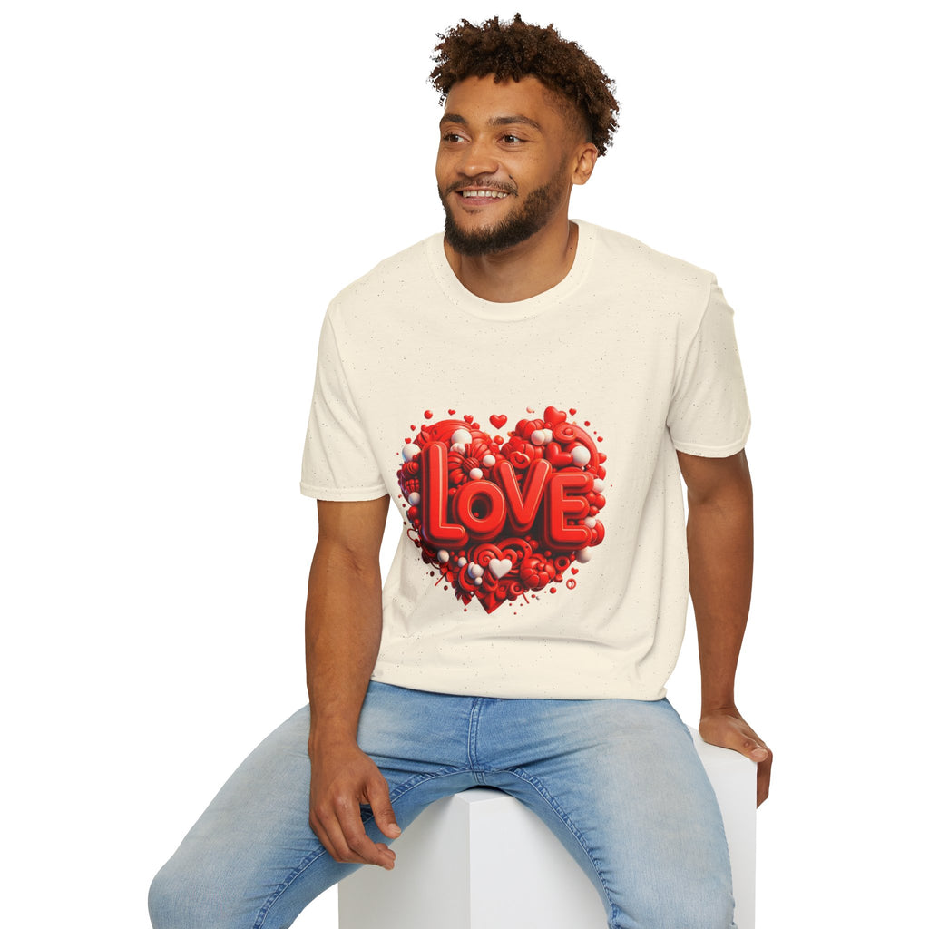 Love Heart T-Shirt — Red 3D 'LOVE' Graphic Valentine's Tee
