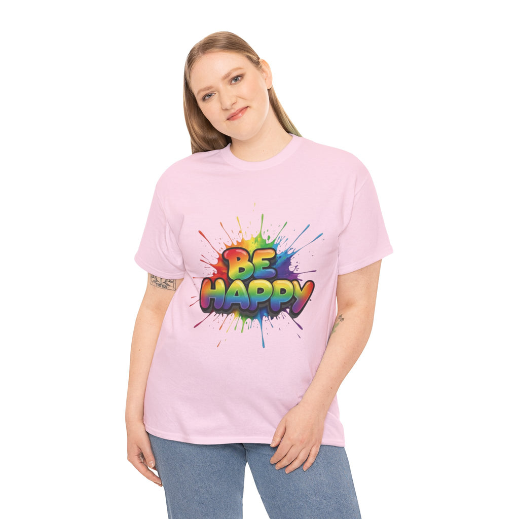 Be Happy Rainbow Tee — Positive Vibes Graphic T-Shirt