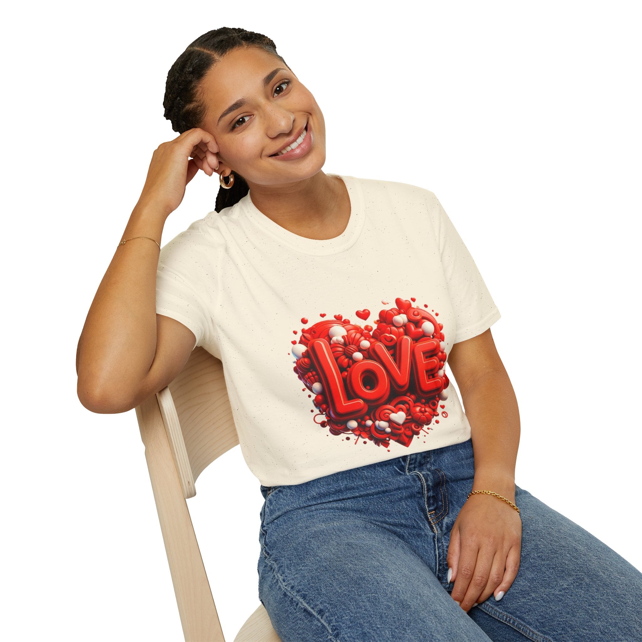 Love Heart T-Shirt — Red 3D 'LOVE' Graphic Valentine's Tee