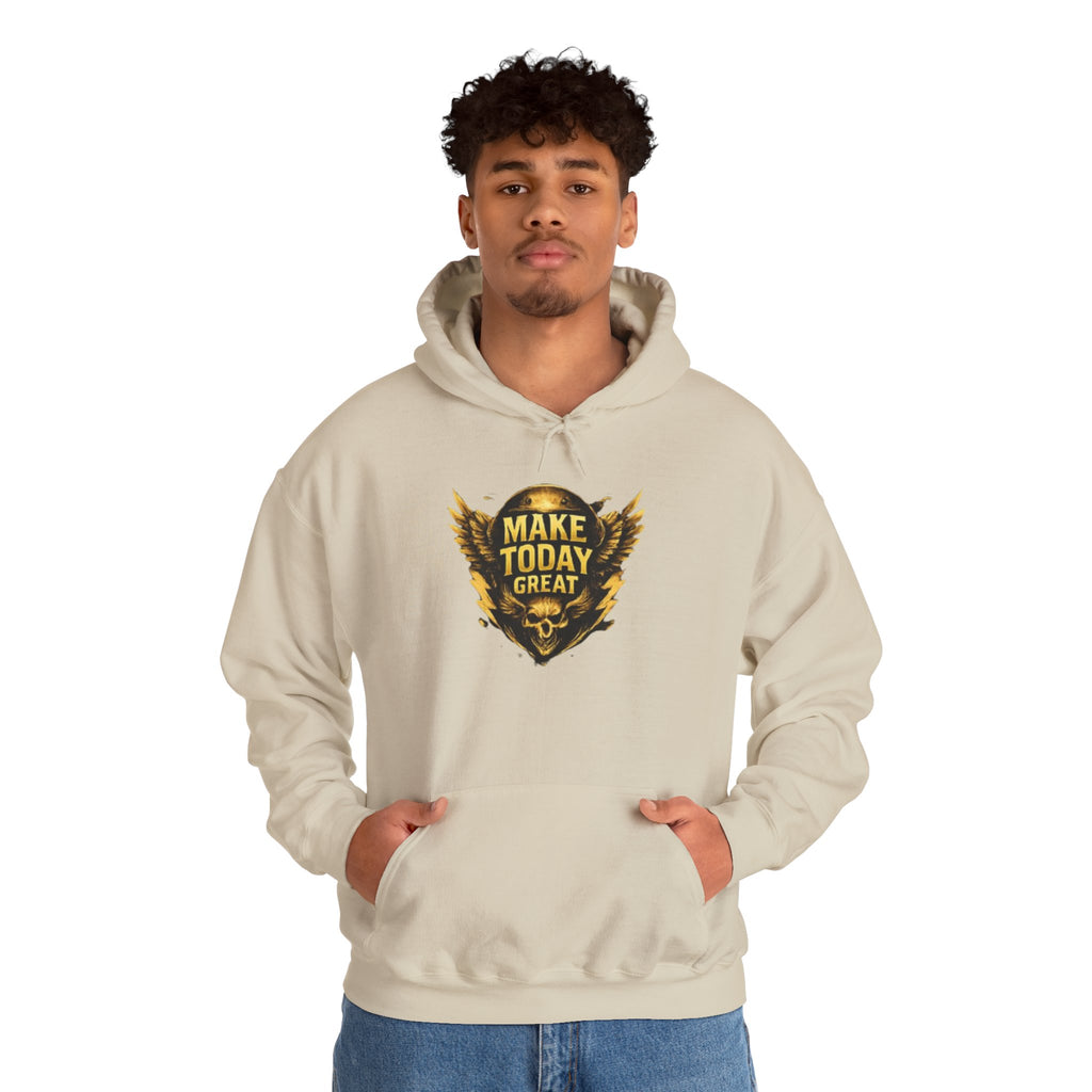 Make Today Great Hoodie — Inspirational Gold Shield Hooded Sweatshirt