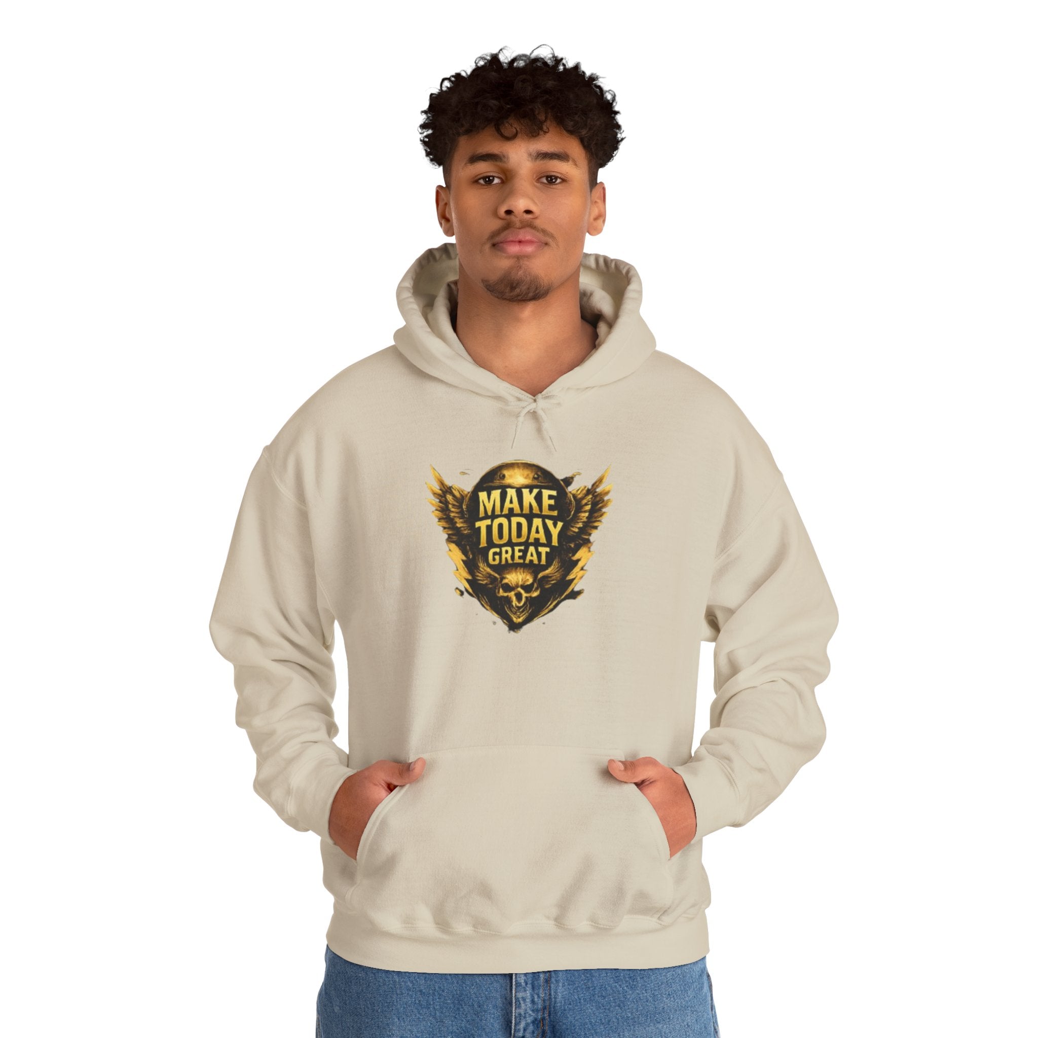 Make Today Great Hoodie — Inspirational Gold Shield Hooded Sweatshirt