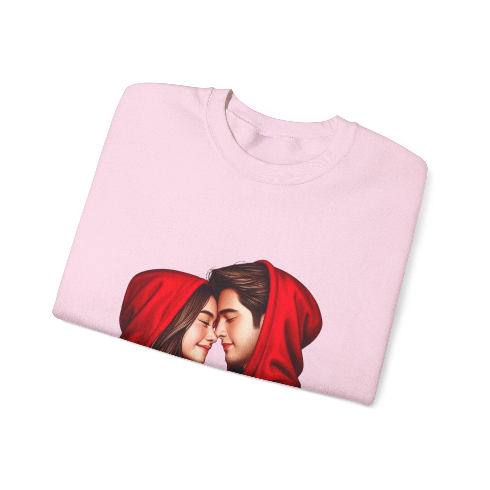 Couple in Red Hoodies Crewneck Sweatshirt — Romantic Matching Pullover