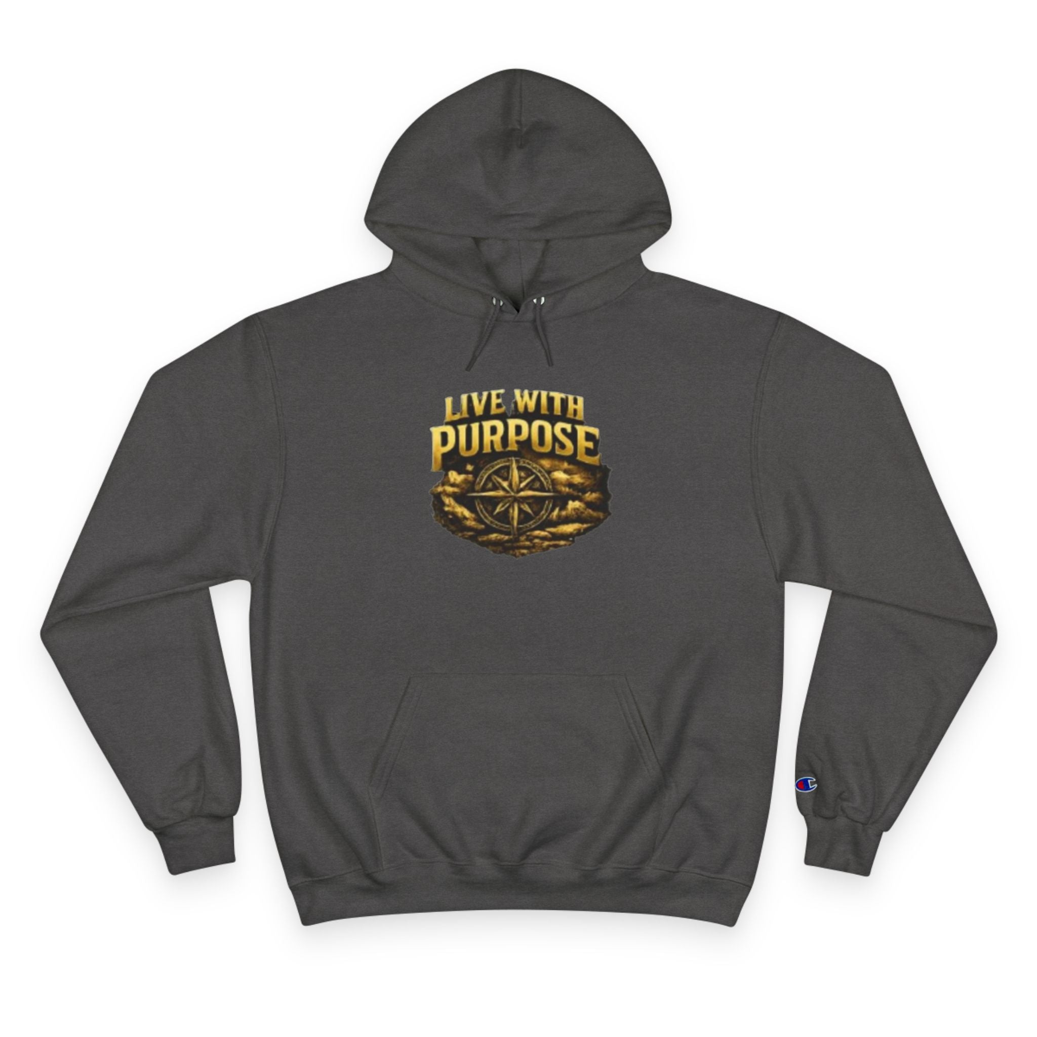 Live With Purpose Hoodie — Motivational Champion Hoodie with Compass Graphic