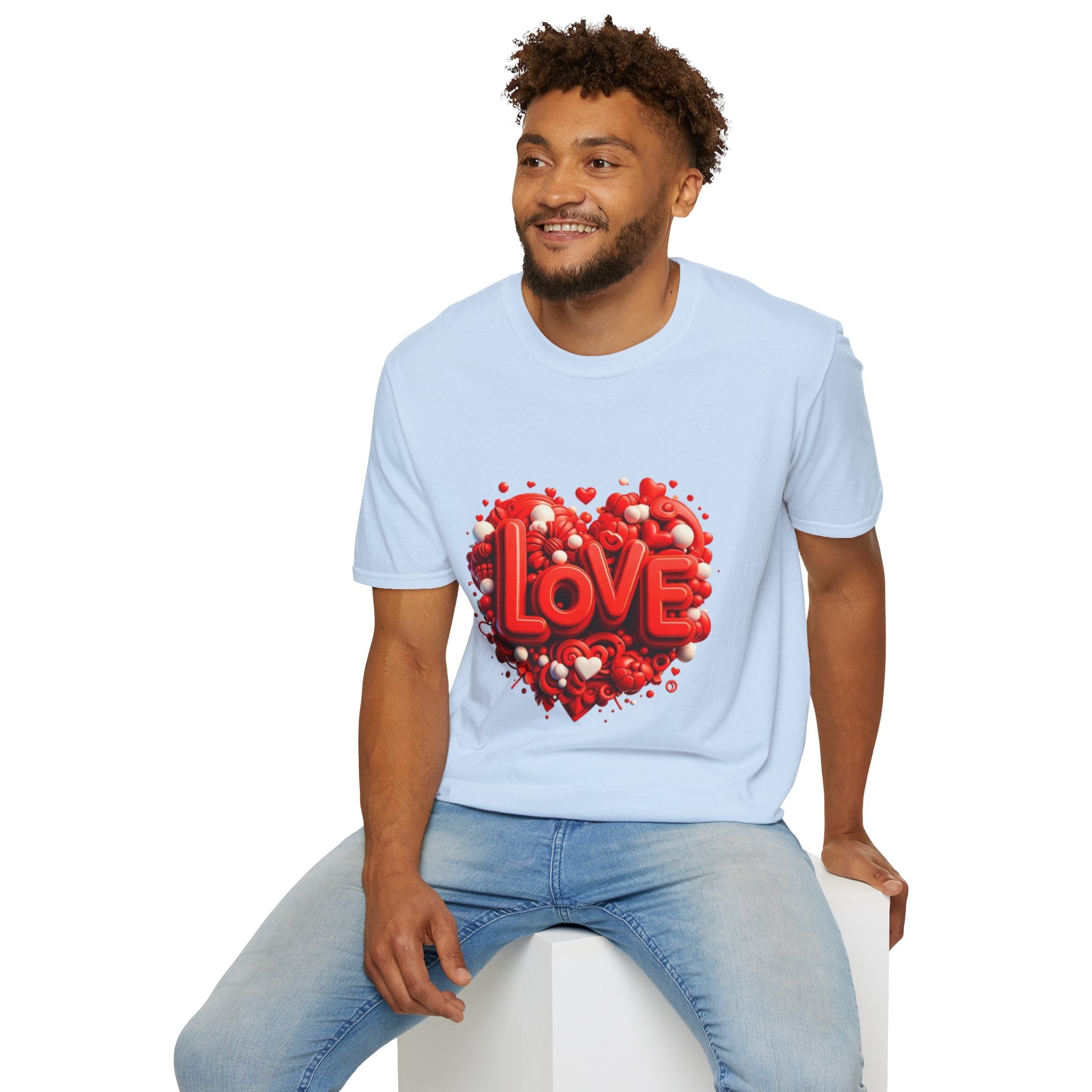 Love Heart T-Shirt — Red 3D 'LOVE' Graphic Valentine's Tee