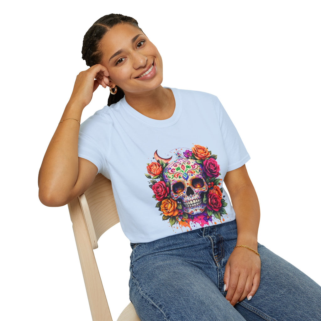 Day of the Dead Sugar Skull T-Shirt — Floral Calavera Tee