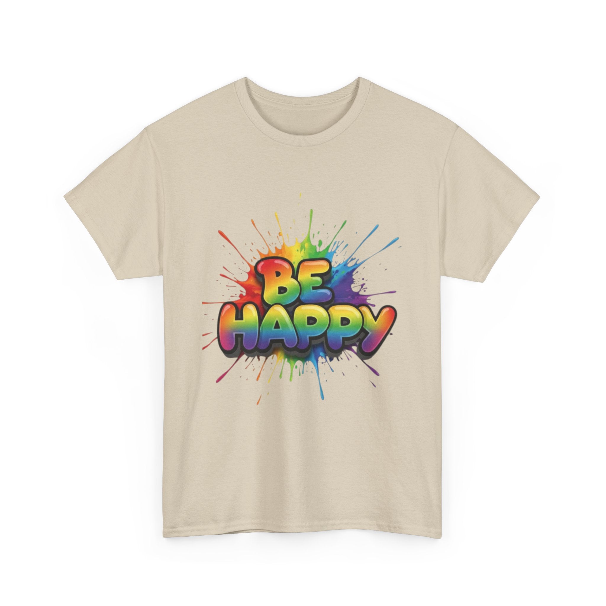 Be Happy Rainbow Tee — Positive Vibes Graphic T-Shirt