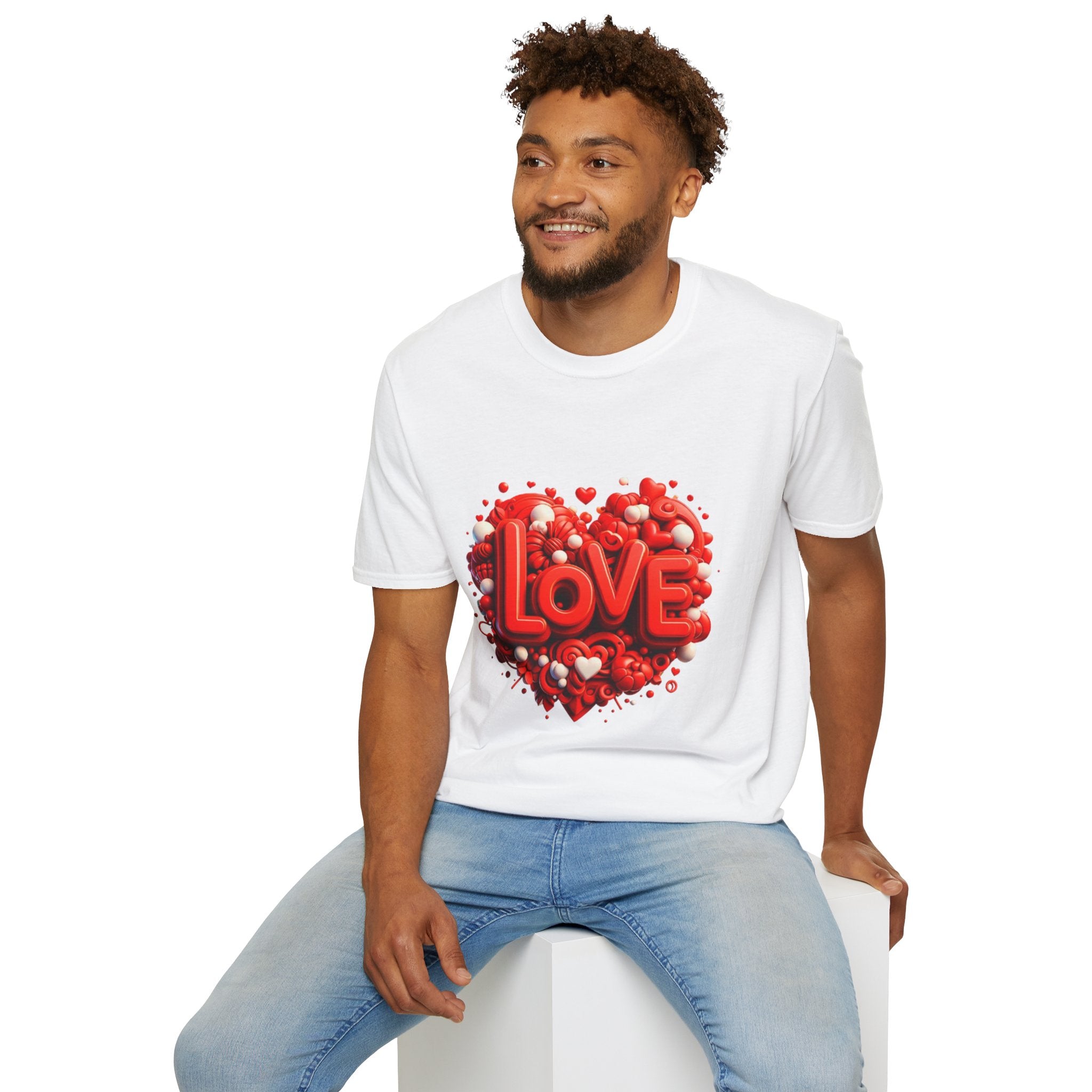 Love Heart T-Shirt — Red 3D 'LOVE' Graphic Valentine's Tee