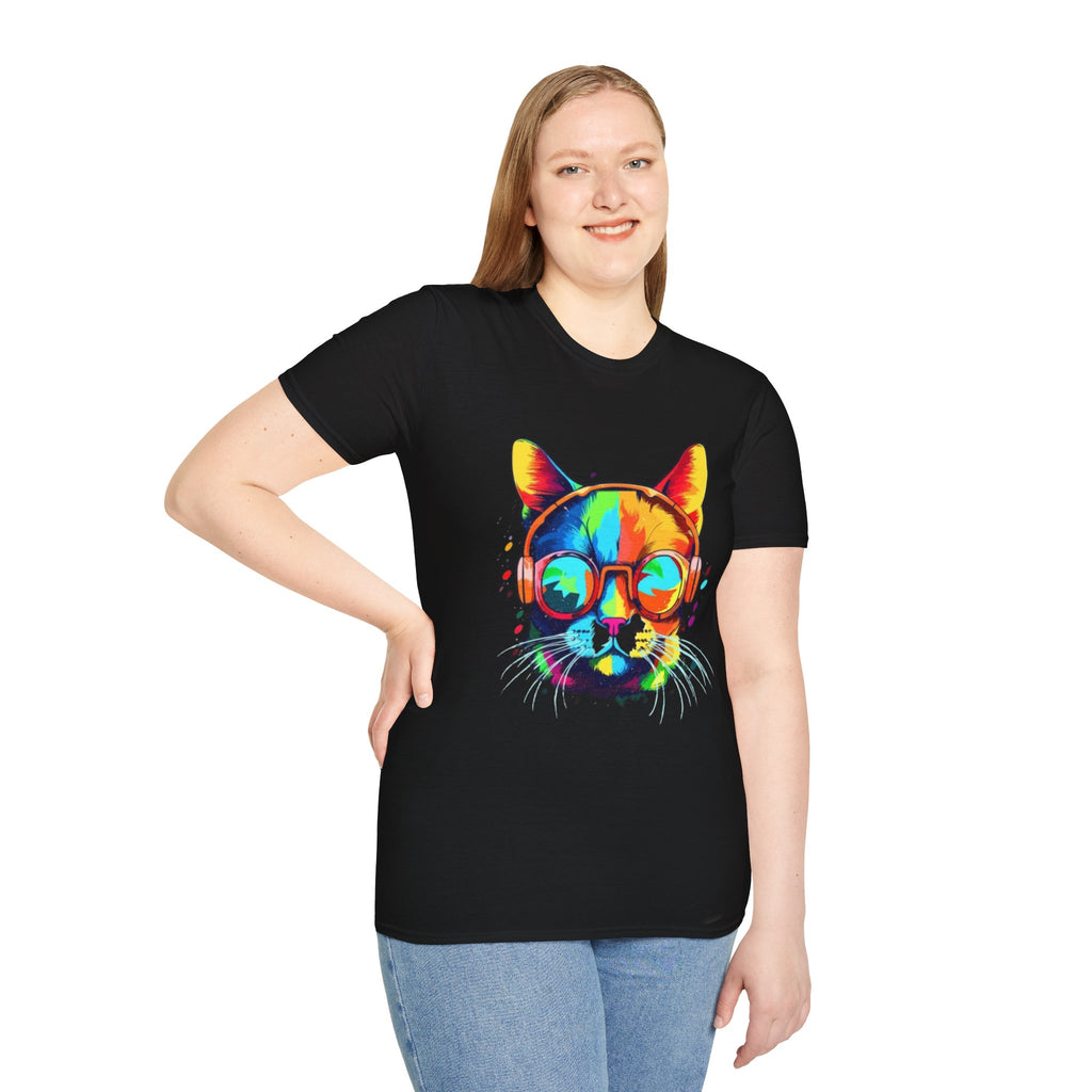 Colorful Cat with Sunglasses T-Shirt