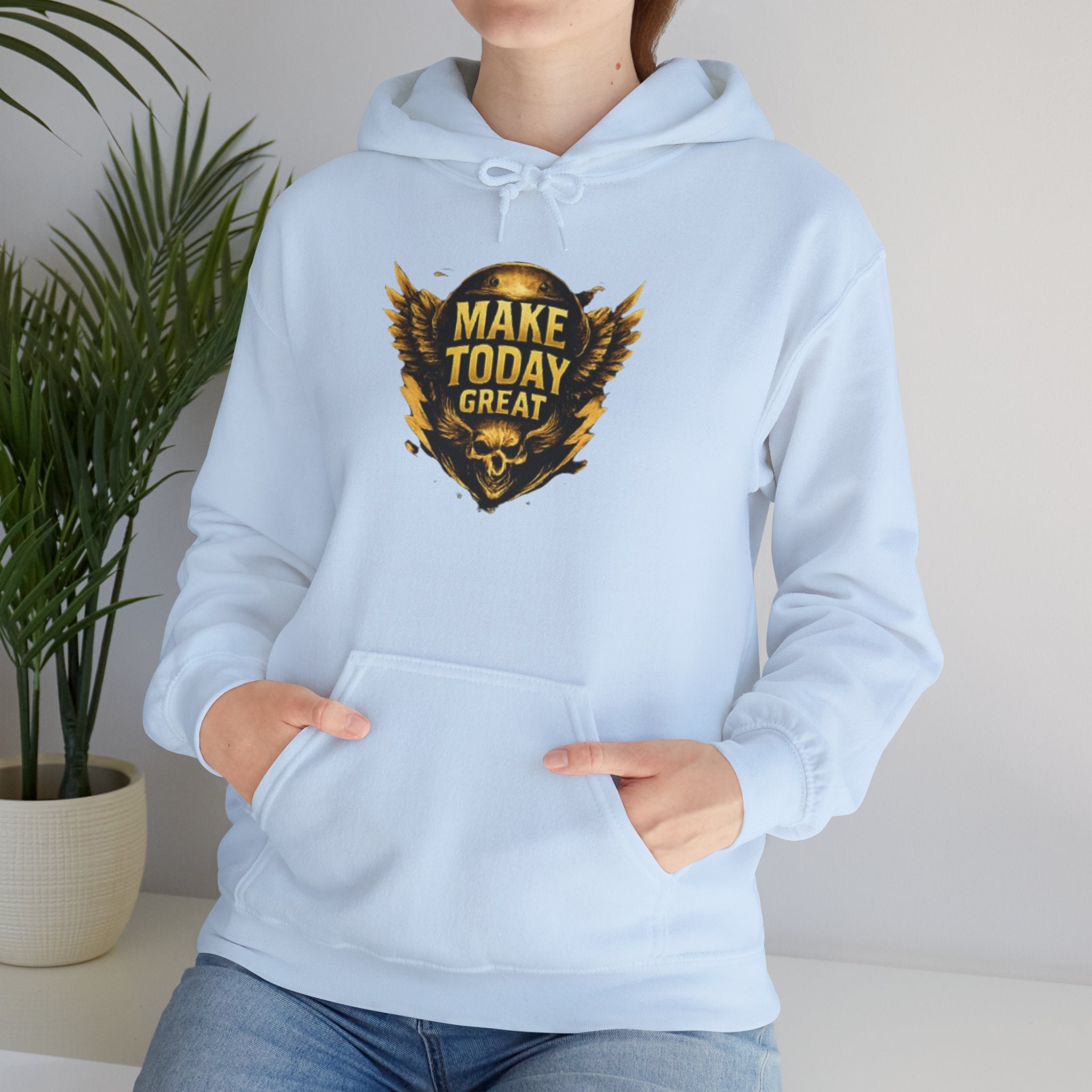 Make Today Great Hoodie — Inspirational Gold Shield Hooded Sweatshirt