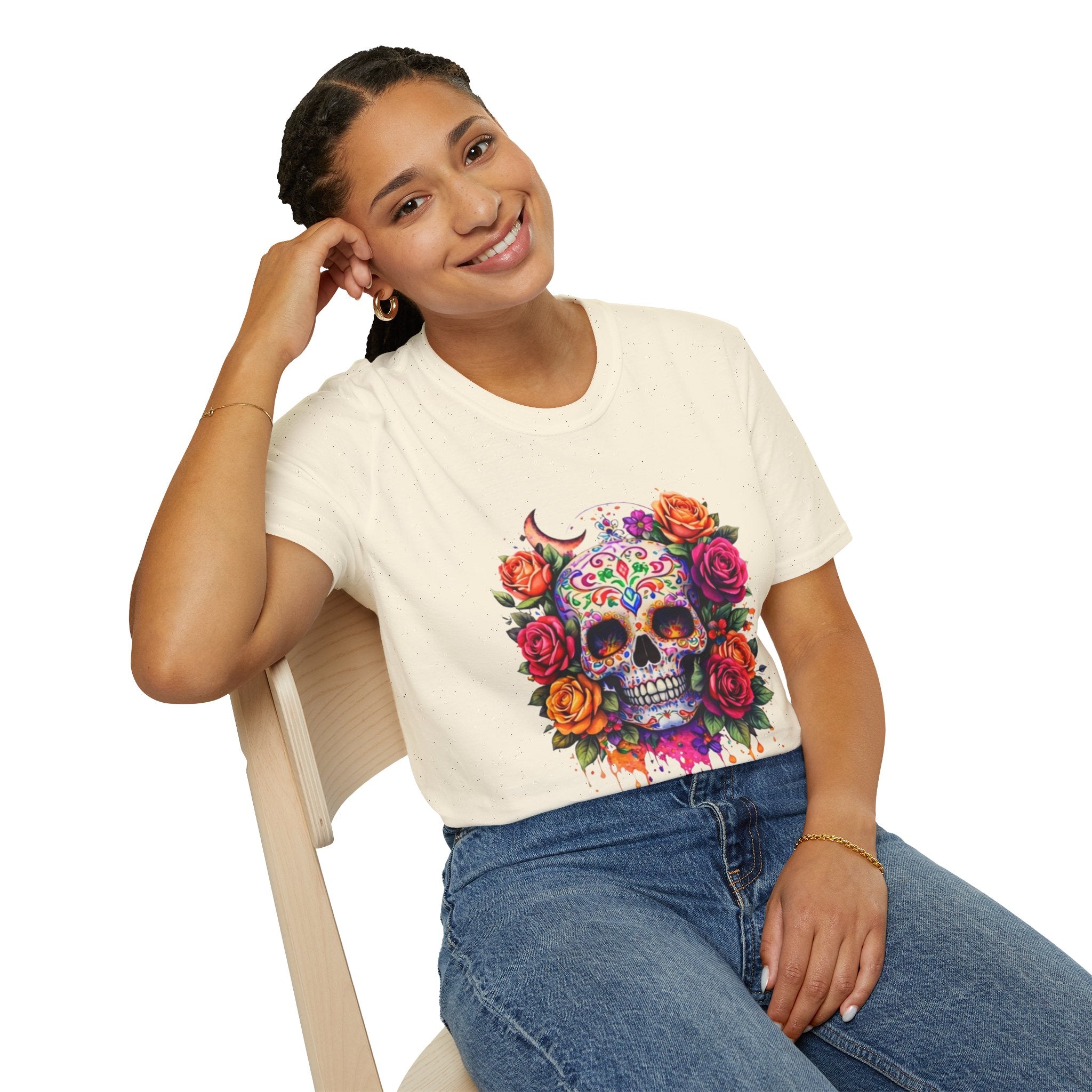 Day of the Dead Sugar Skull T-Shirt — Floral Calavera Tee