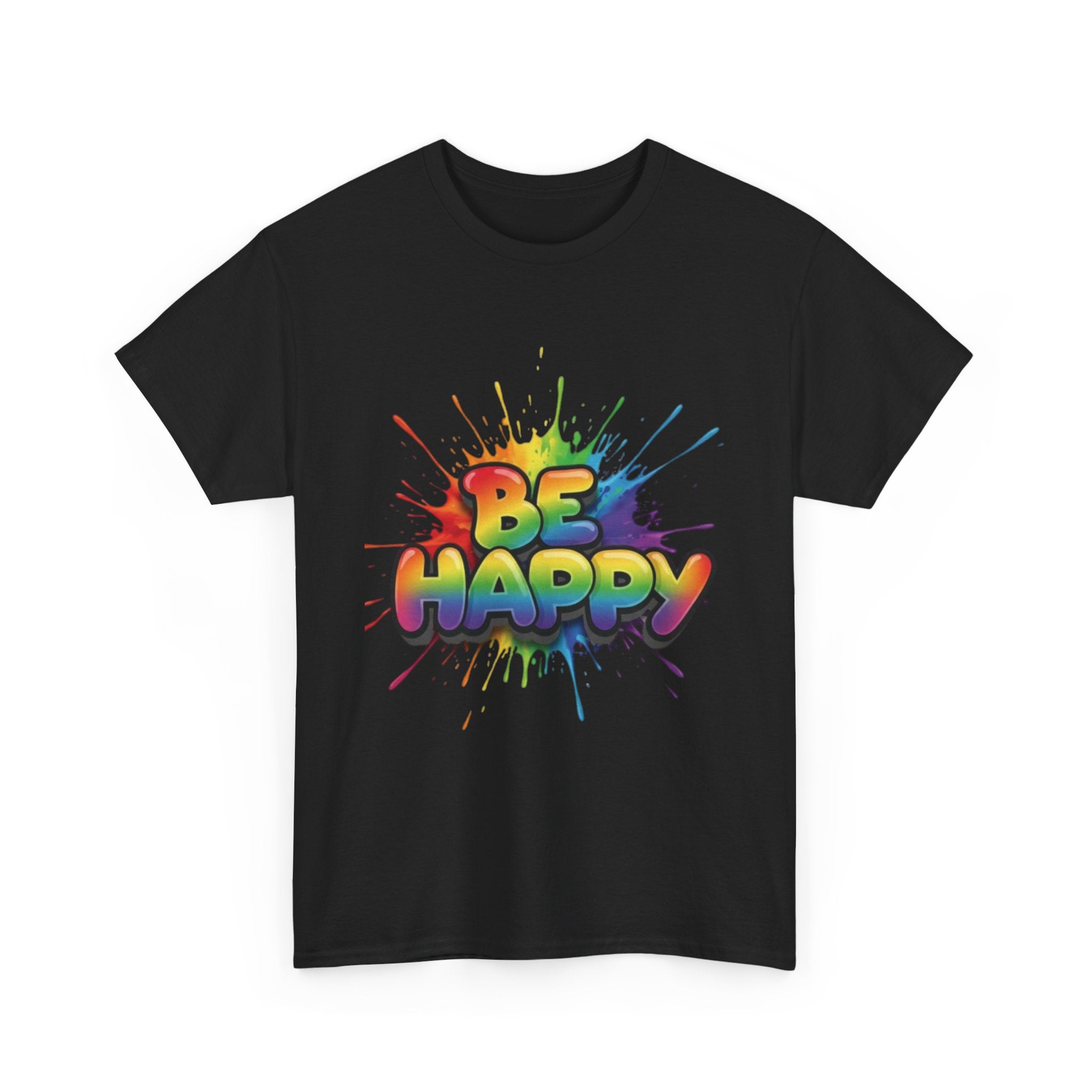 Be Happy Rainbow Tee — Positive Vibes Graphic T-Shirt