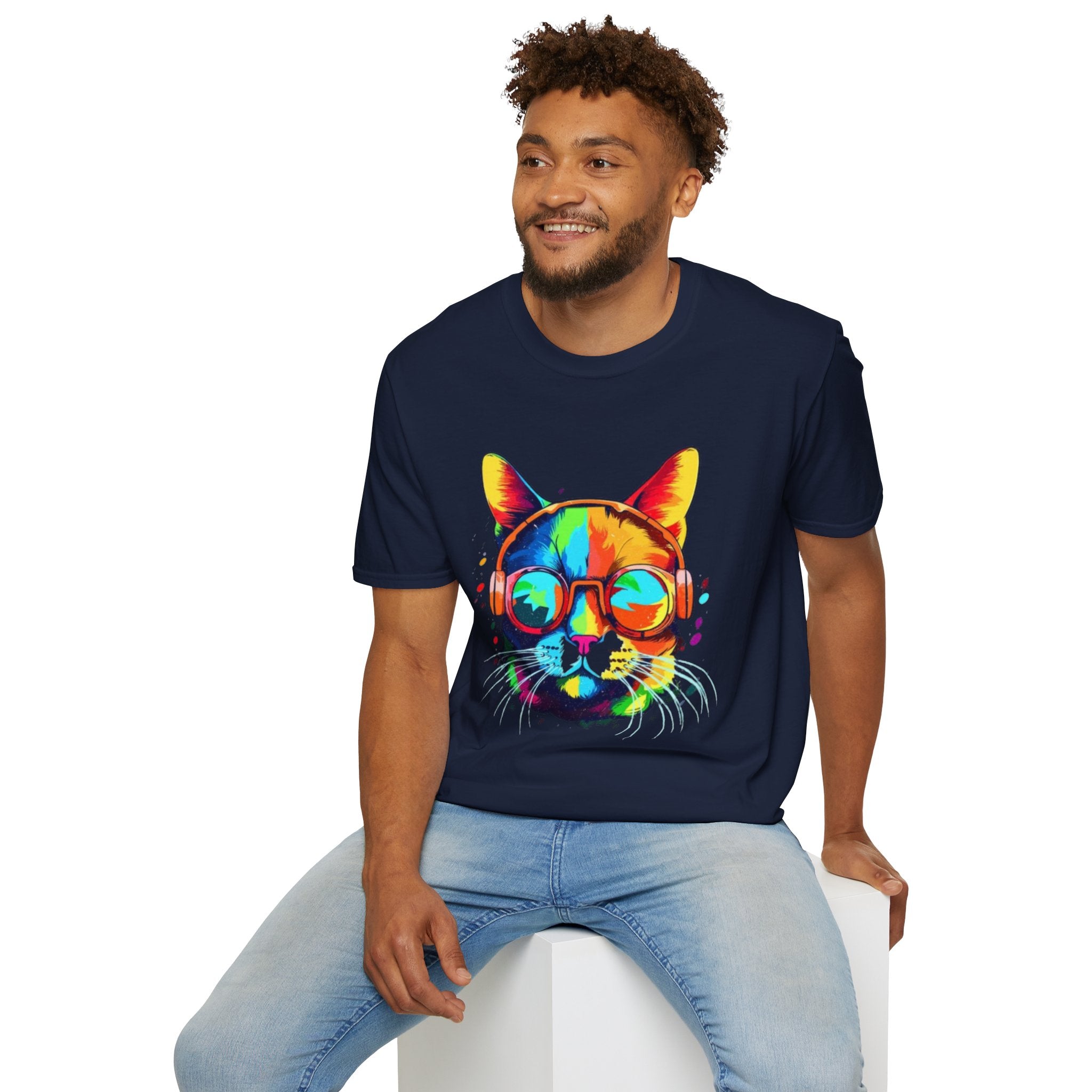 Colorful Cat with Sunglasses T-Shirt