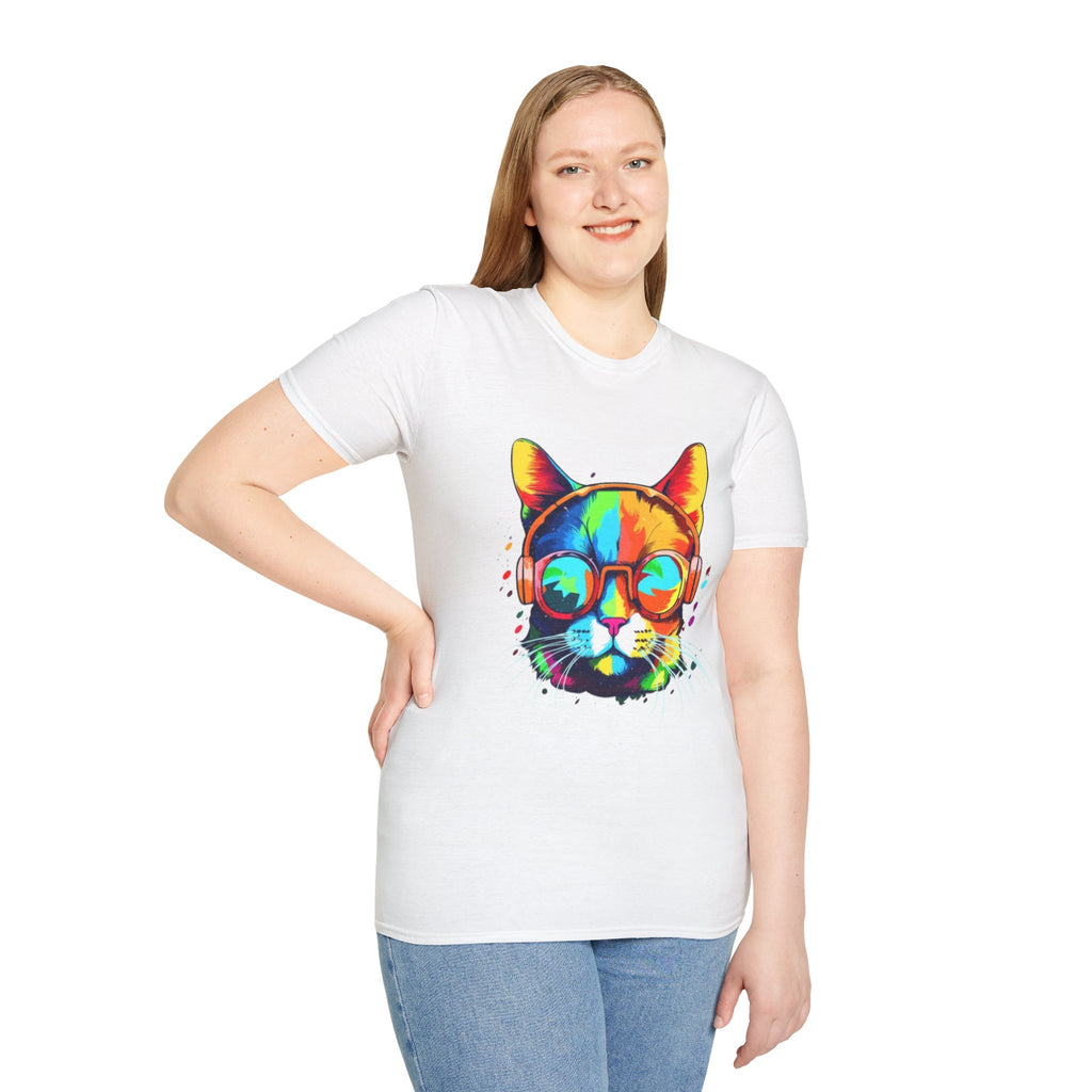 Colorful Cat with Sunglasses T-Shirt