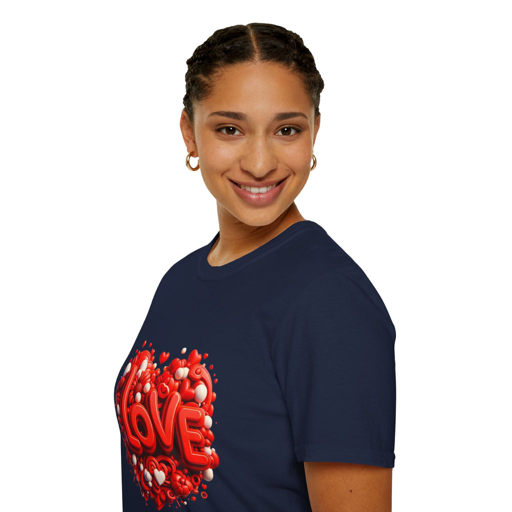 Love Heart T-Shirt — Red 3D 'LOVE' Graphic Valentine's Tee