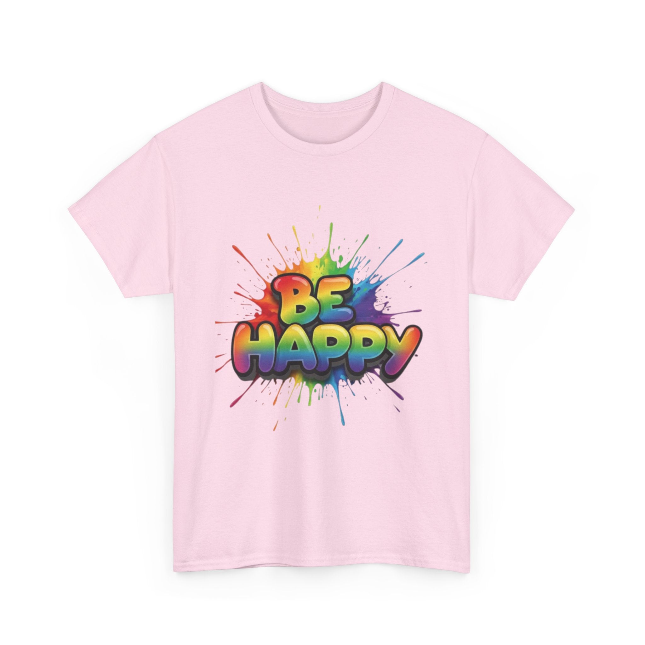 Be Happy Rainbow Tee — Positive Vibes Graphic T-Shirt
