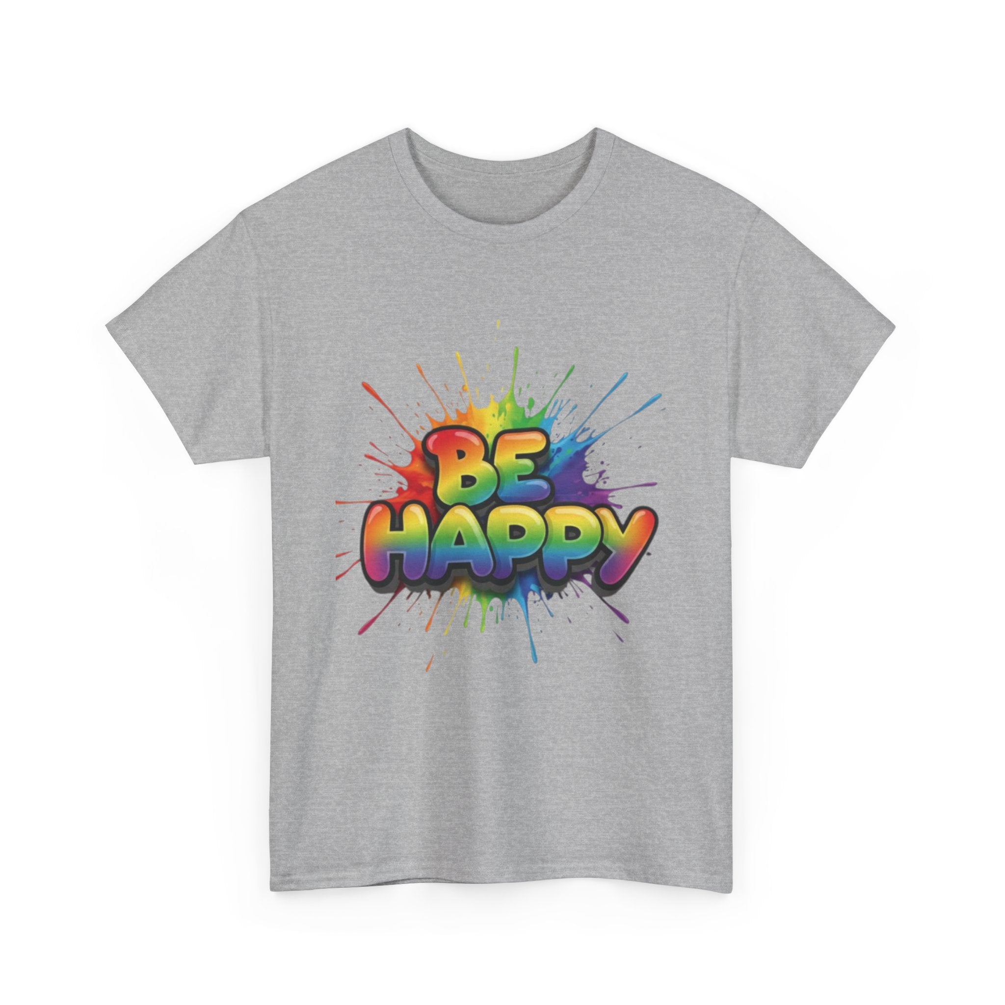Be Happy Rainbow Tee — Positive Vibes Graphic T-Shirt