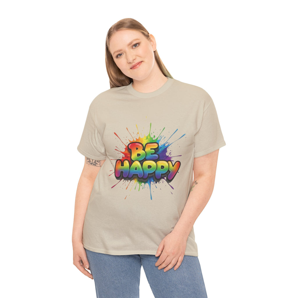 Be Happy Rainbow Tee — Positive Vibes Graphic T-Shirt