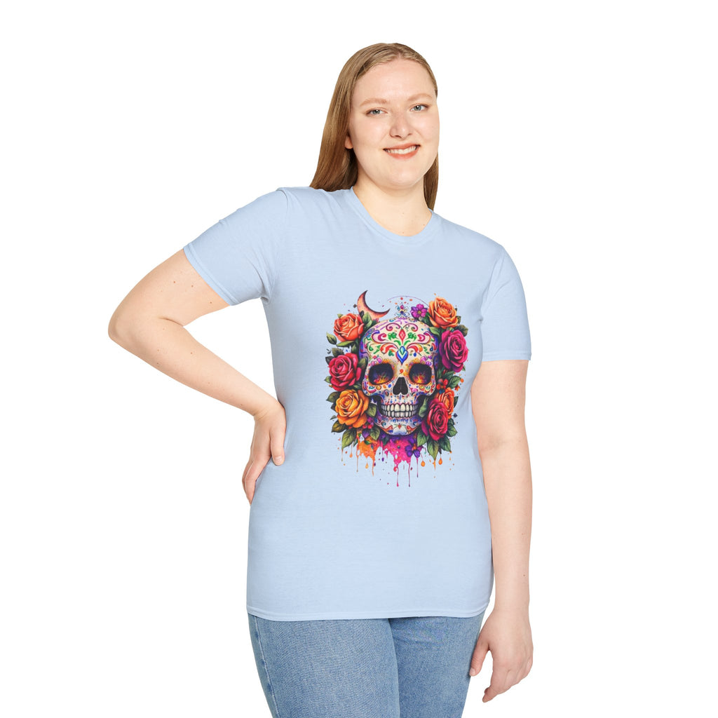 Day of the Dead Sugar Skull T-Shirt — Floral Calavera Tee