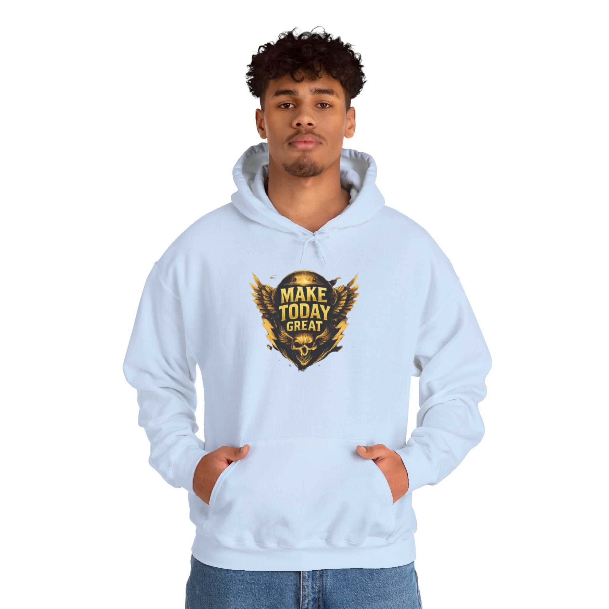 Make Today Great Hoodie — Inspirational Gold Shield Hooded Sweatshirt