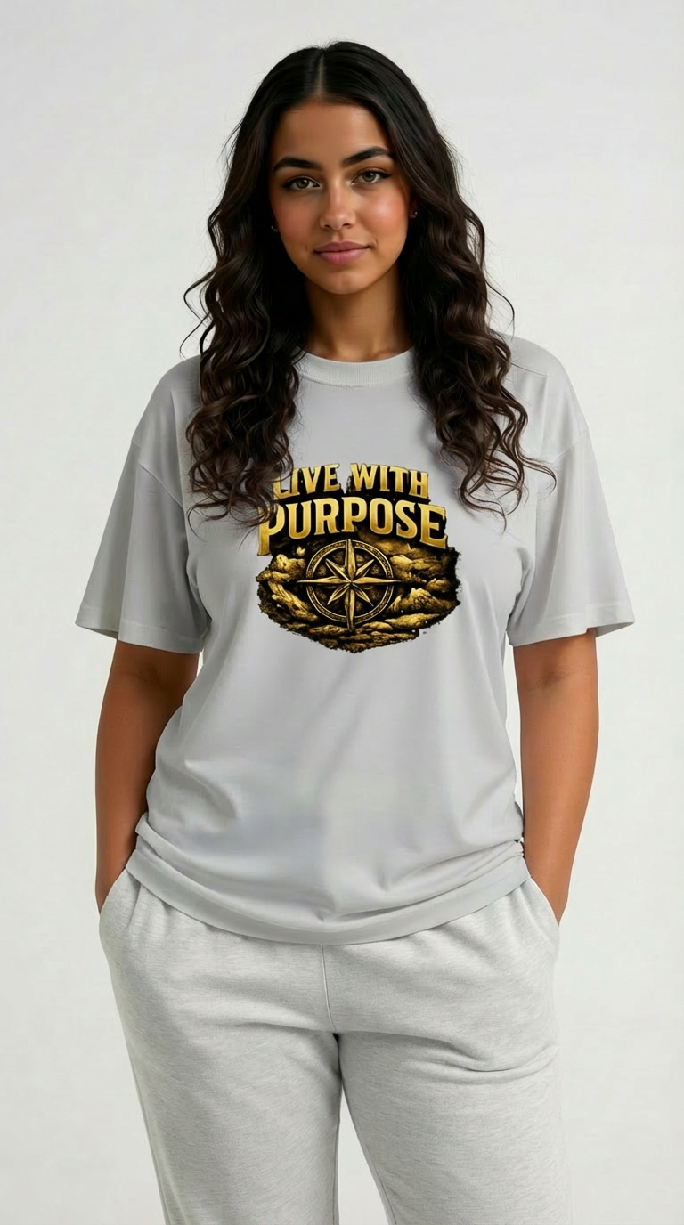 Live With Purpose Hoodie — Motivational Champion Hoodie with Compass Graphic