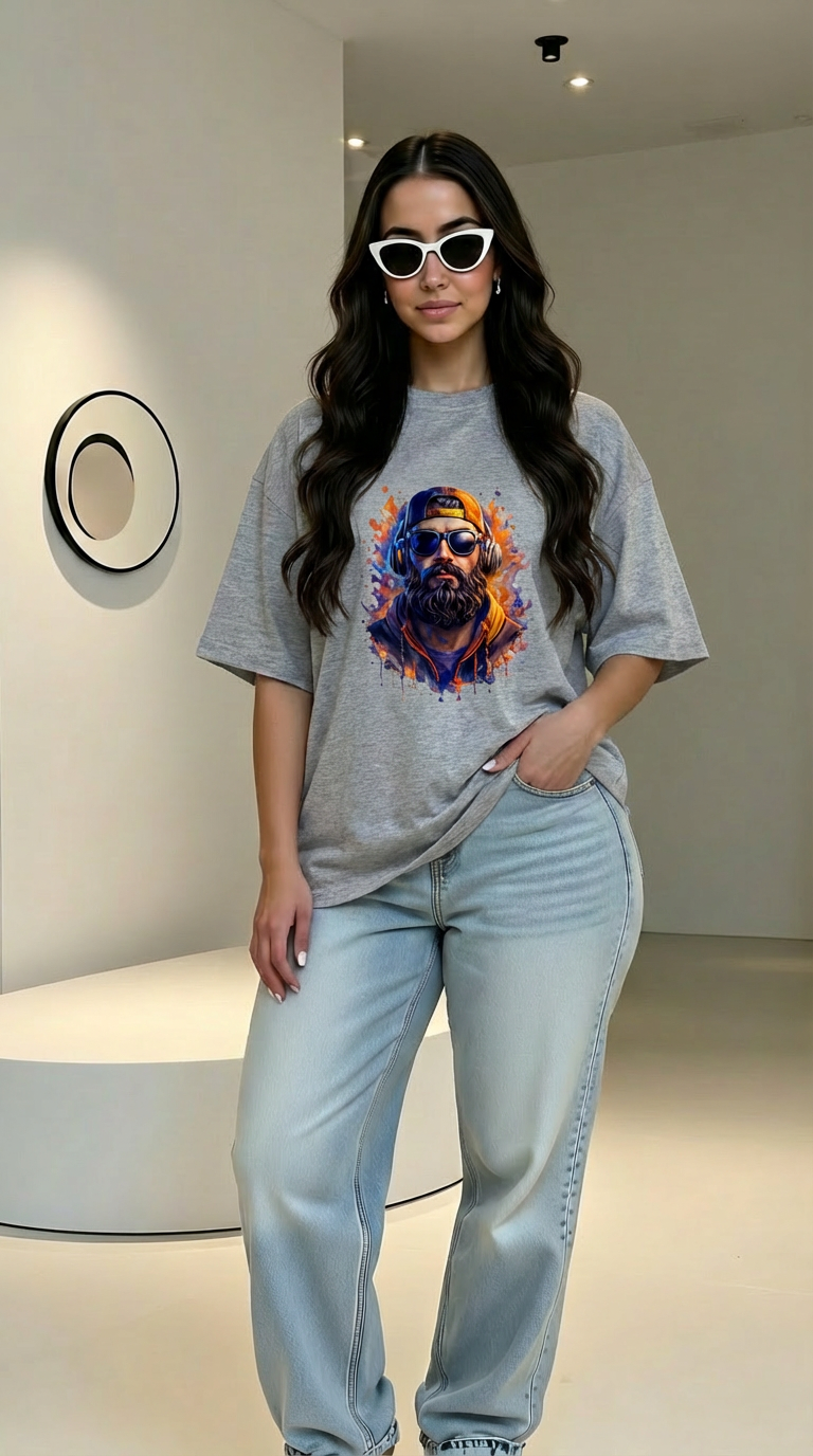 Bearded Hipster Portrait Sweatshirt — Artistic Drip Paint Crewneck