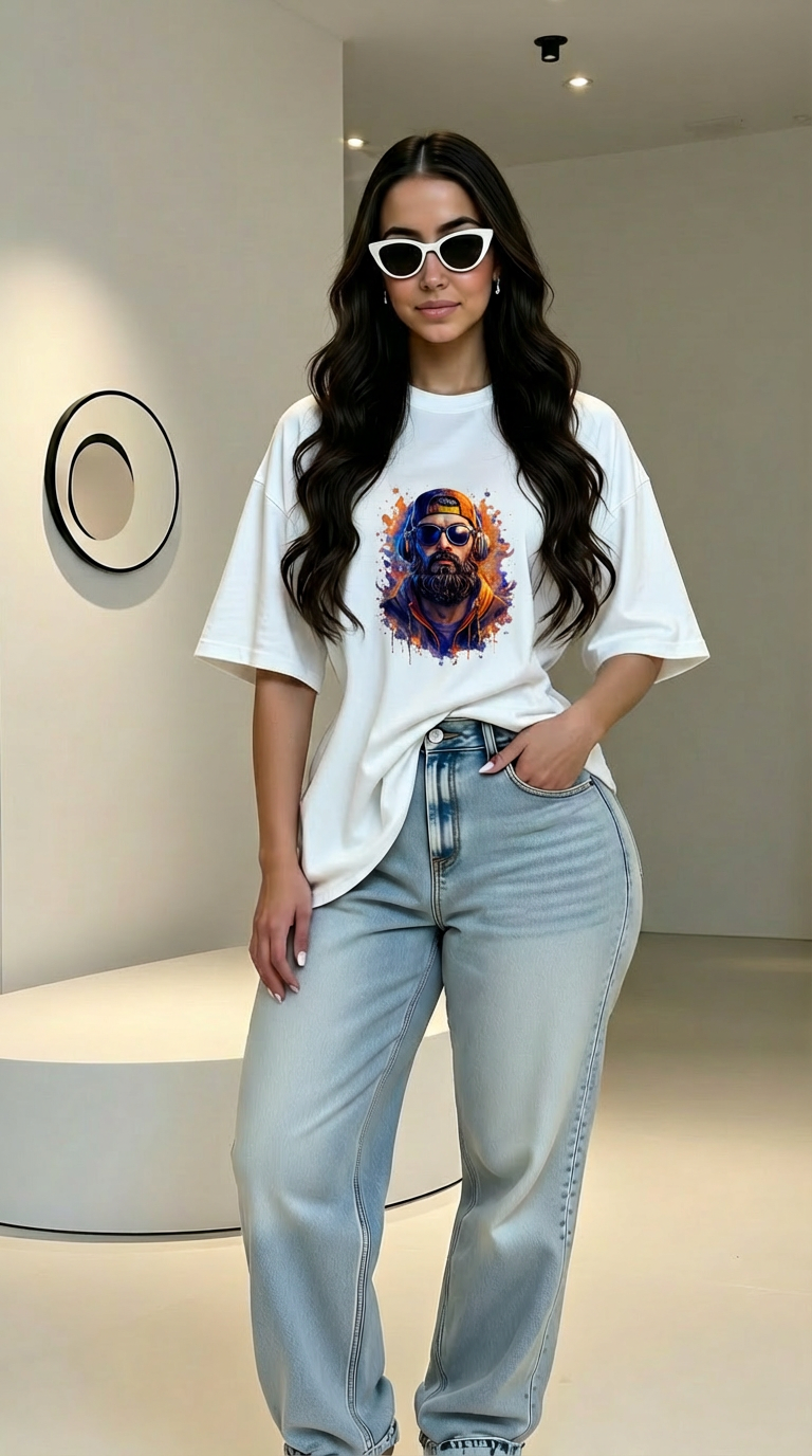 Bearded Hipster Portrait Sweatshirt — Artistic Drip Paint Crewneck