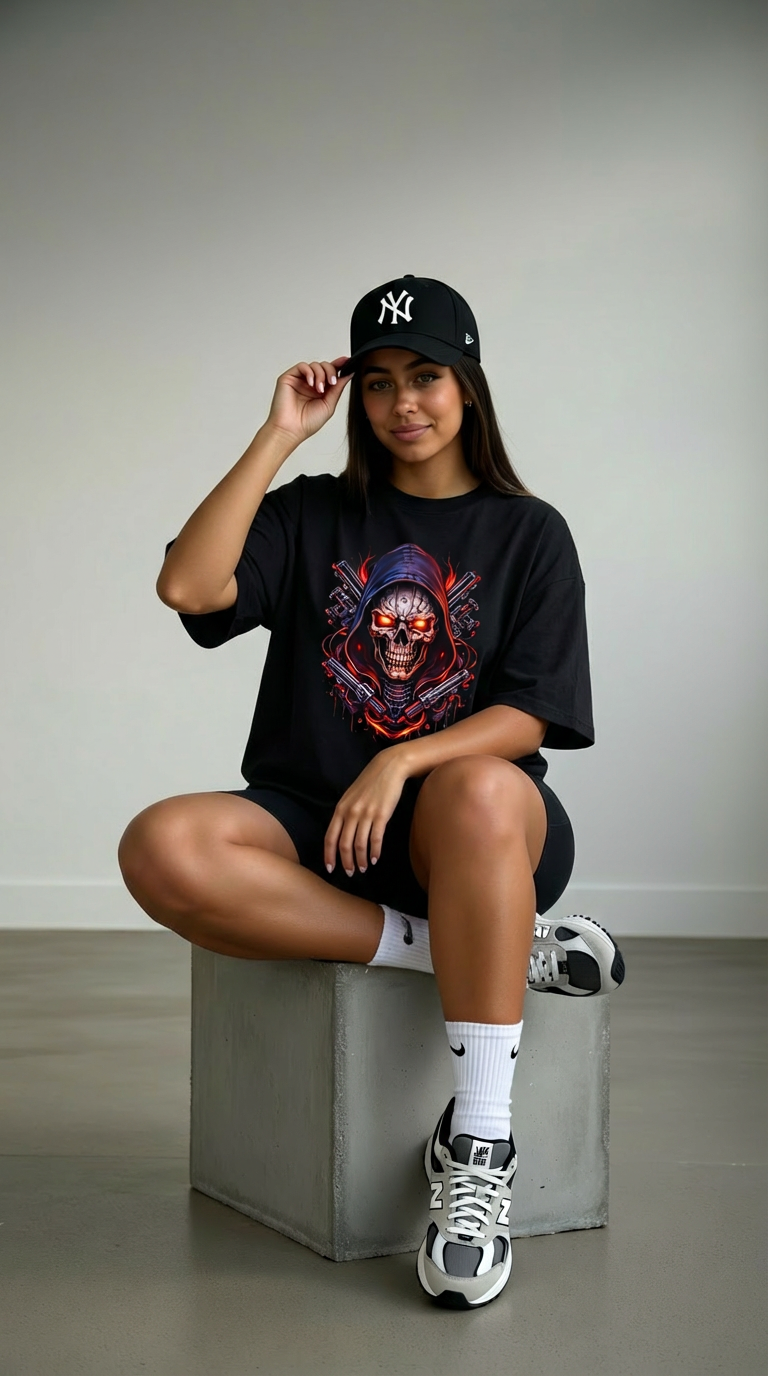 Skull Reaper Crewneck Sweatshirt — Gothic Hooded Skull Graphic